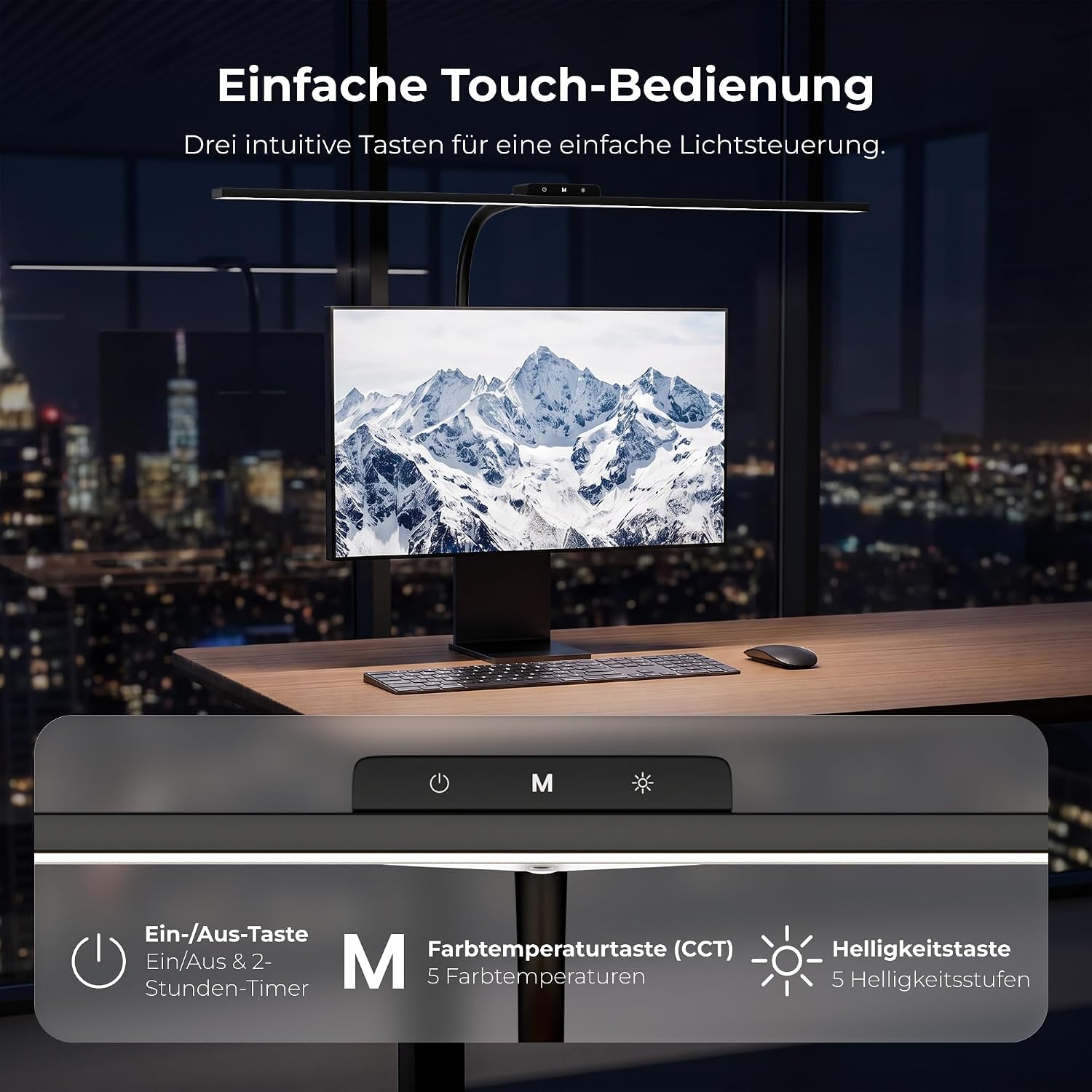 Schreibtischlampe LED Dimmbar, 80 cm Klemmbare Monitor Lampe – Bild 7