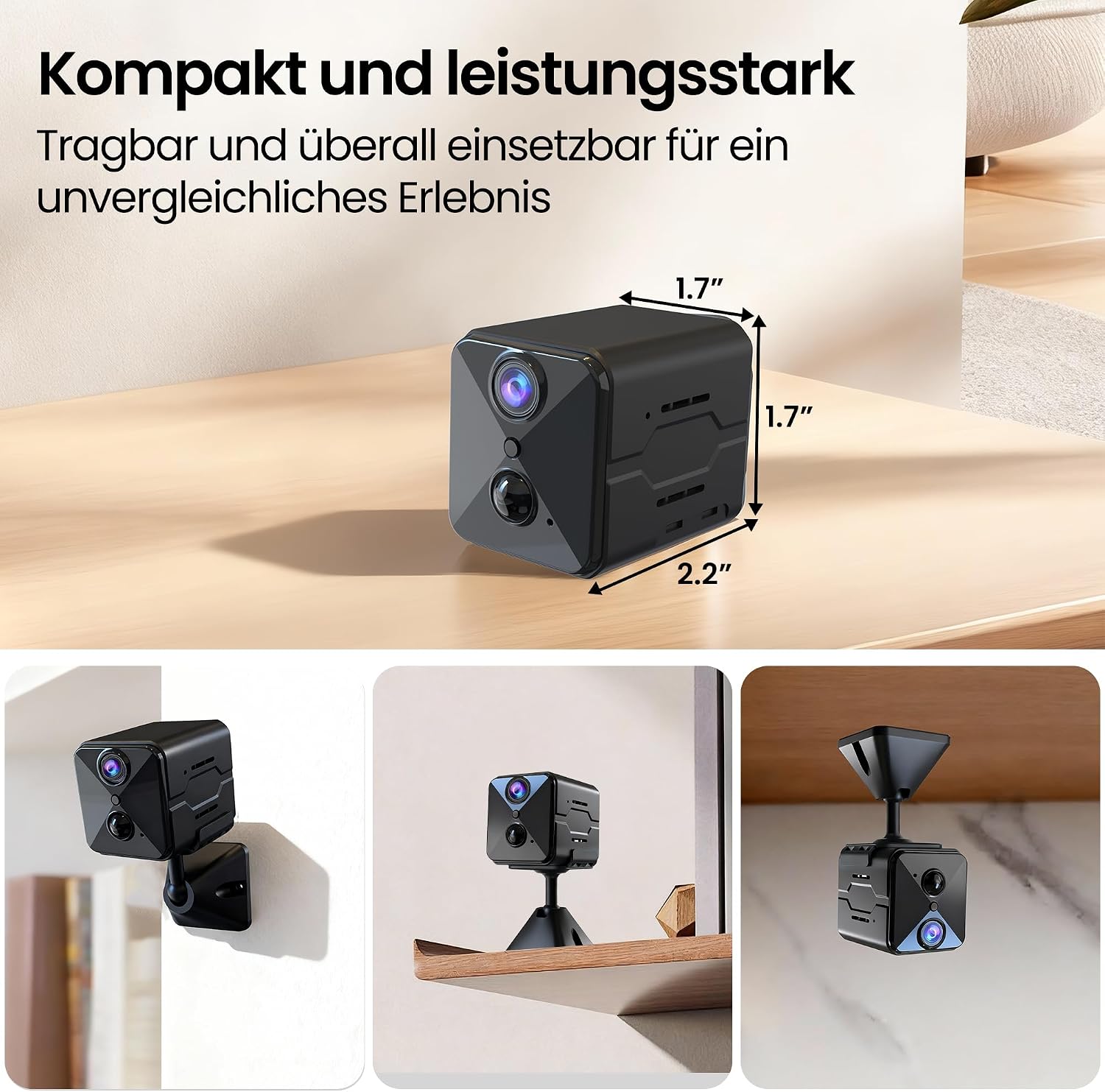 Erste 4K Mini Kamera Komplett neu Aufgewertet Überwachungskamera Innen Akku – Bild 8