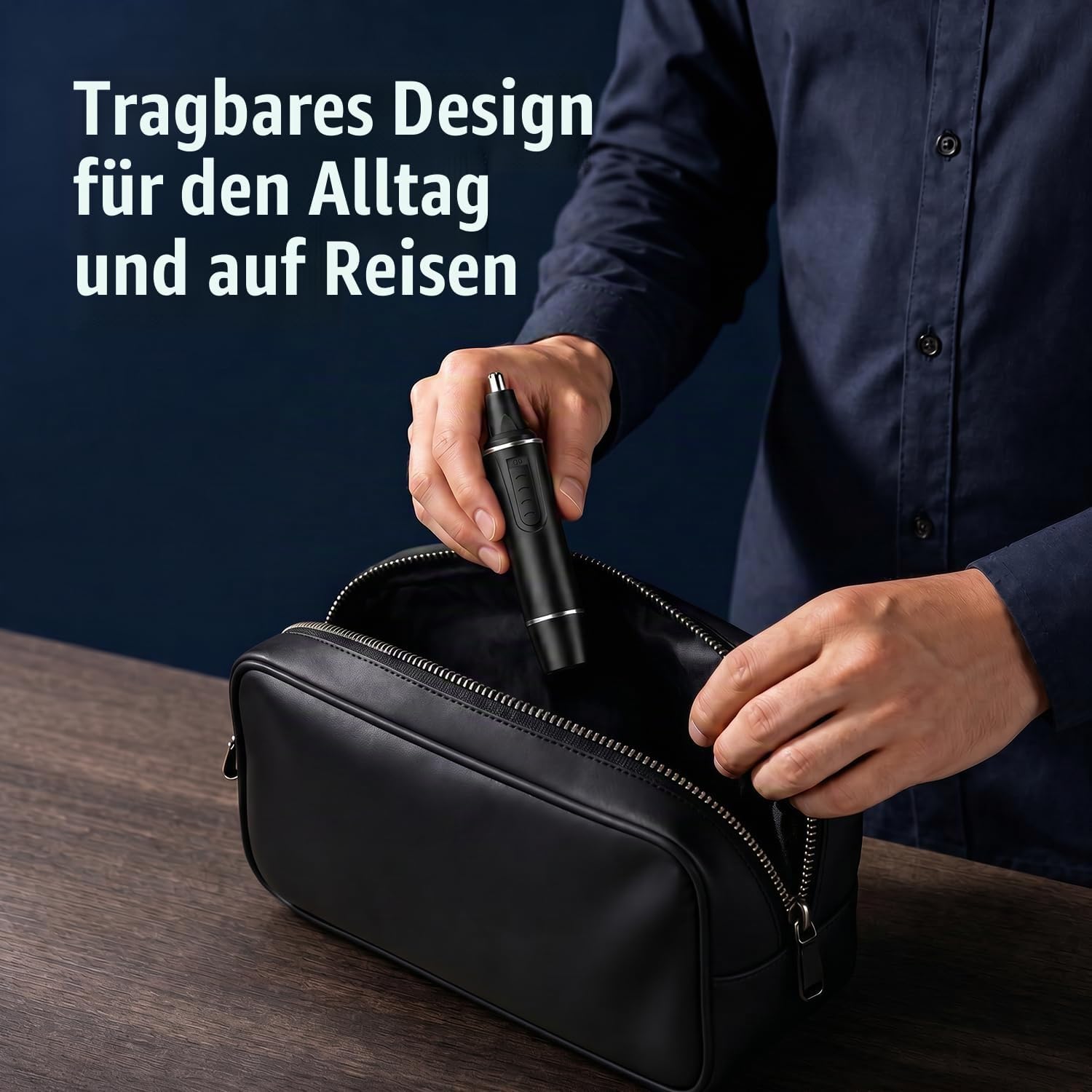 Nasenhaartrimmer Herren, 3 in 1 Nasenhaarentferner und Ohrhaarschneider, USB Wiederaufladbar Ohrhaarschneider mit PrecisionTrim-Technologie, Doppelschneideklingen, IPX7 Wasserdicht, Einfache Reinigung – Bild 8