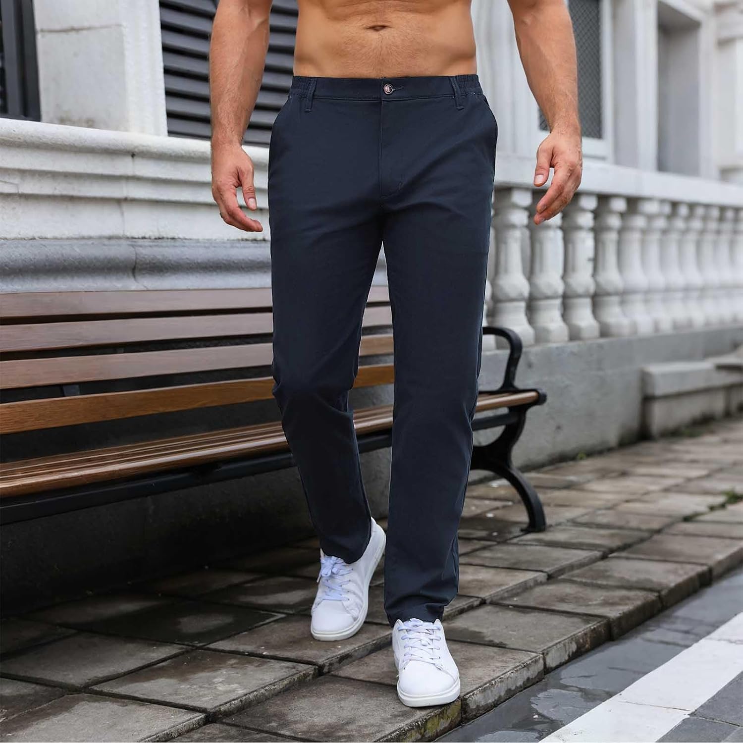 FizzPop Chino Hose Herren Freizeithose Regular Fit Stoffhose Golf Business – Bild 3