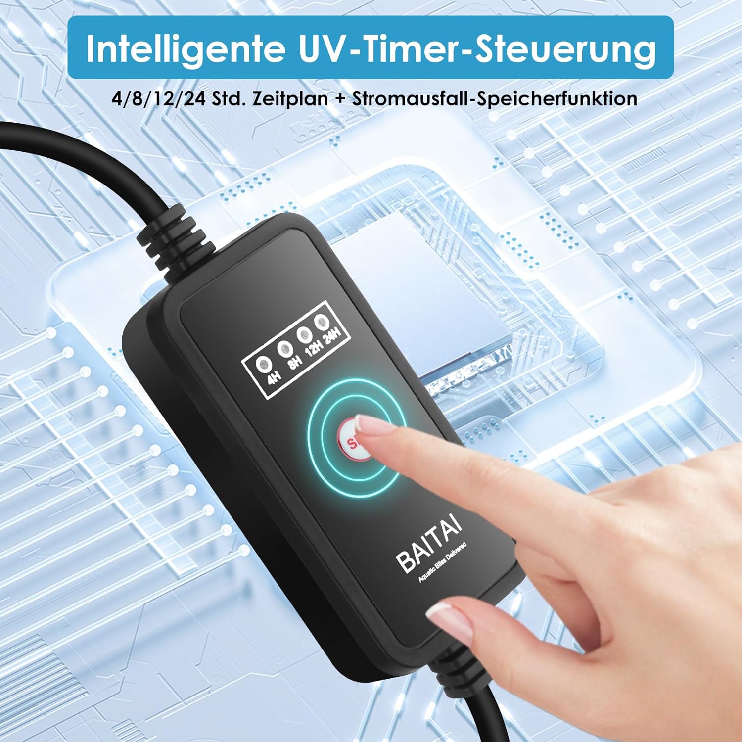 Aquarium Innenfilter mit UV-Sterilisator & Timer, 5-in-1 Filterpumpe mit Belüftung & Regendusche, 500 L/H, Leise, für Süß- & Meerwasser, geeignet für 50–125L Aquarien – Bild 5