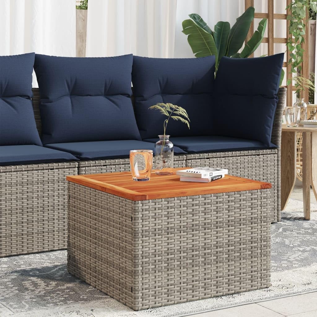 vidaXL Gartentisch Grau 55x55x37 cm Poly Rattan und Akazienholz – Bild 2