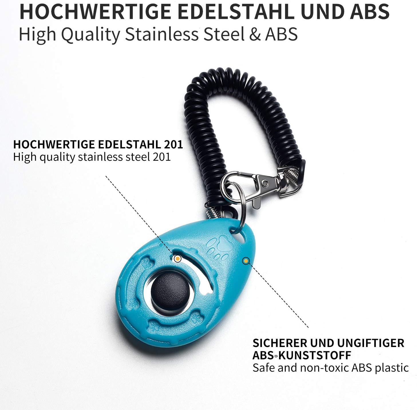 Toozey Hunde Clicker, 5 Stück Trainings Clicker für Hundeerziehung und Hundetraining, Klicker mit Großem Knopf für Hund, Katze, Pferd – Bild 3