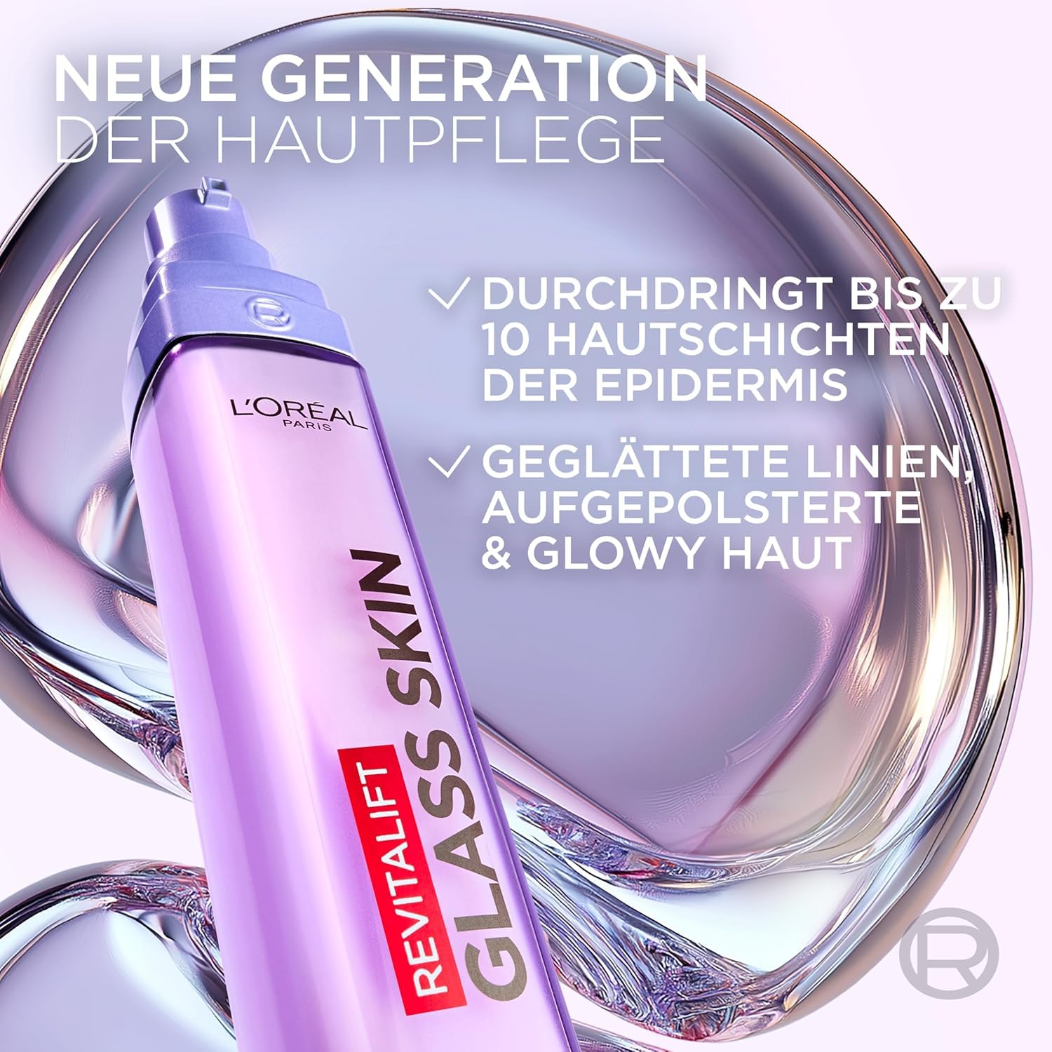 L'Oréal Paris Glass Skin Feuchtigkeitsfluid, für Aufpolsterung & Glow, 70ml – Bild 3