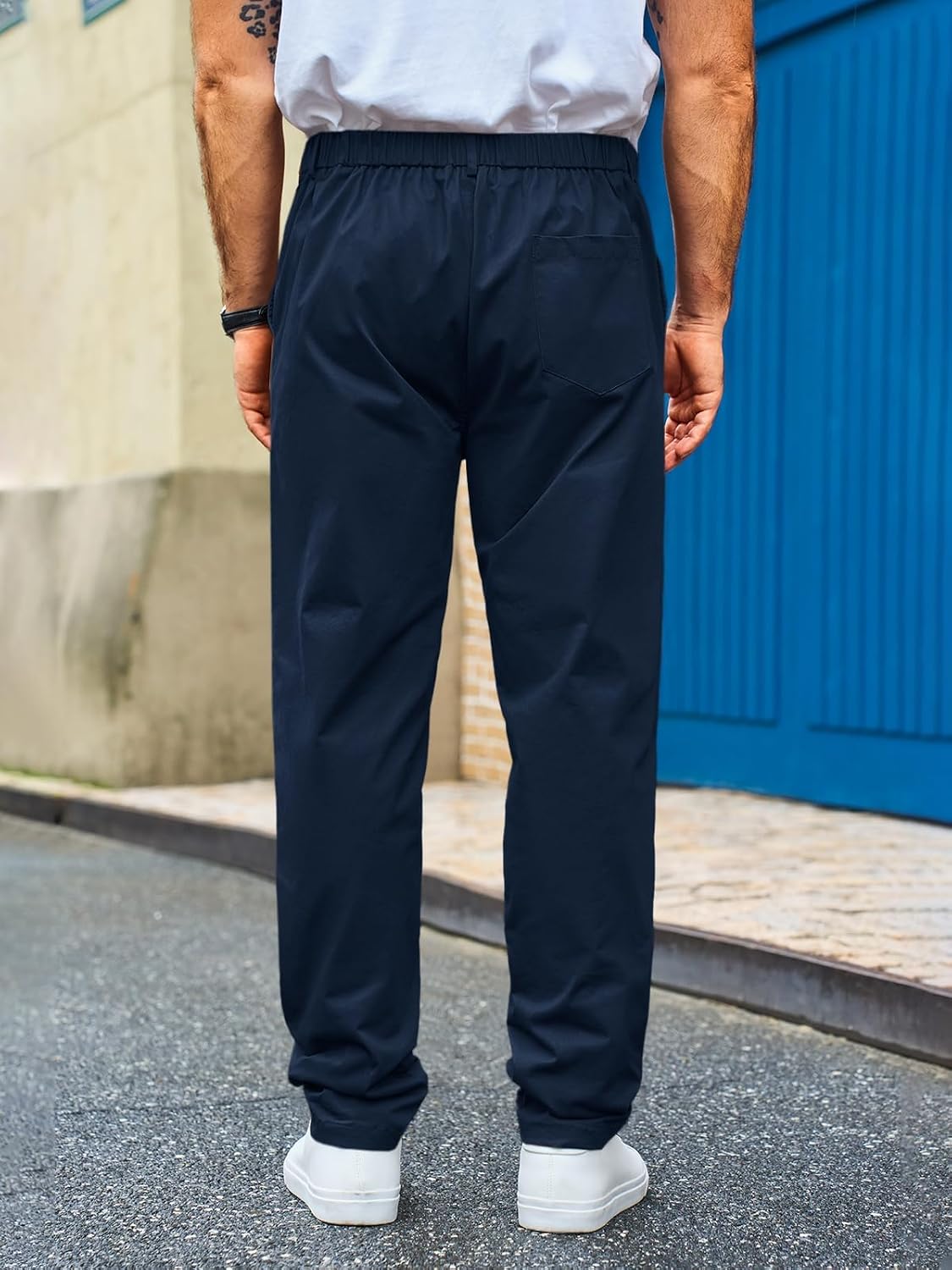 Runcati Herren Chino Hose Regular Fit Stretch Freizeithose Einfarbig Baumwolle Stoffhose Lang Leicht Business Arbeitshose mit Elastische Taille – Bild 4