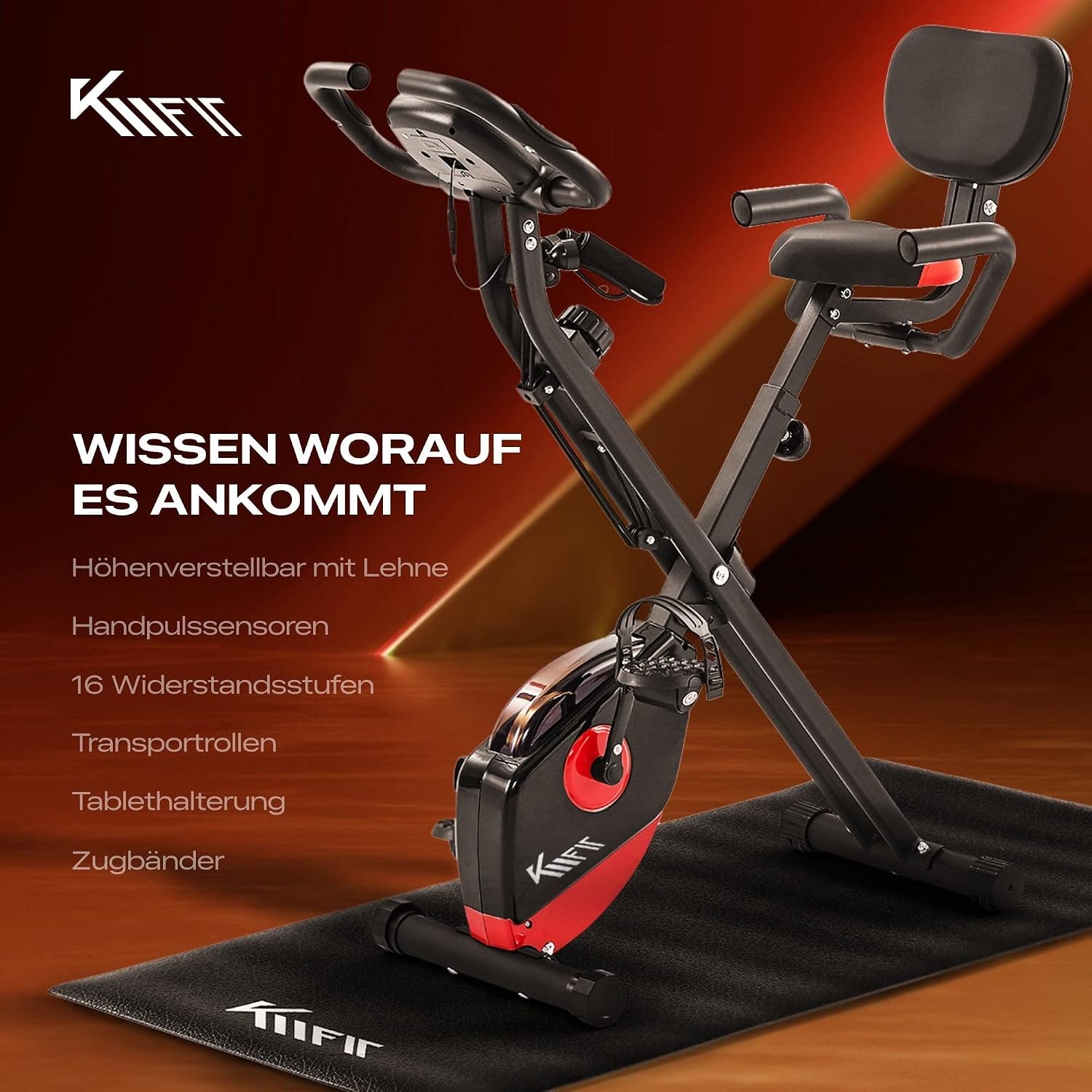 KM-Fit 2in1 Heimtrainer Fahrrad | LCD-Display | Fitnessbike klappbar – Bild 5