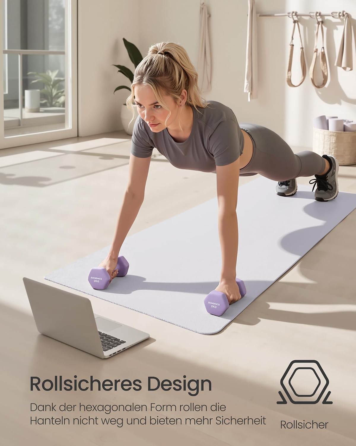 SONGMICS 2 Stück Hexagon Hanteln mit Neoprenbeschichtung für Krafttraining, Fitness, Zuhause – Bild 6