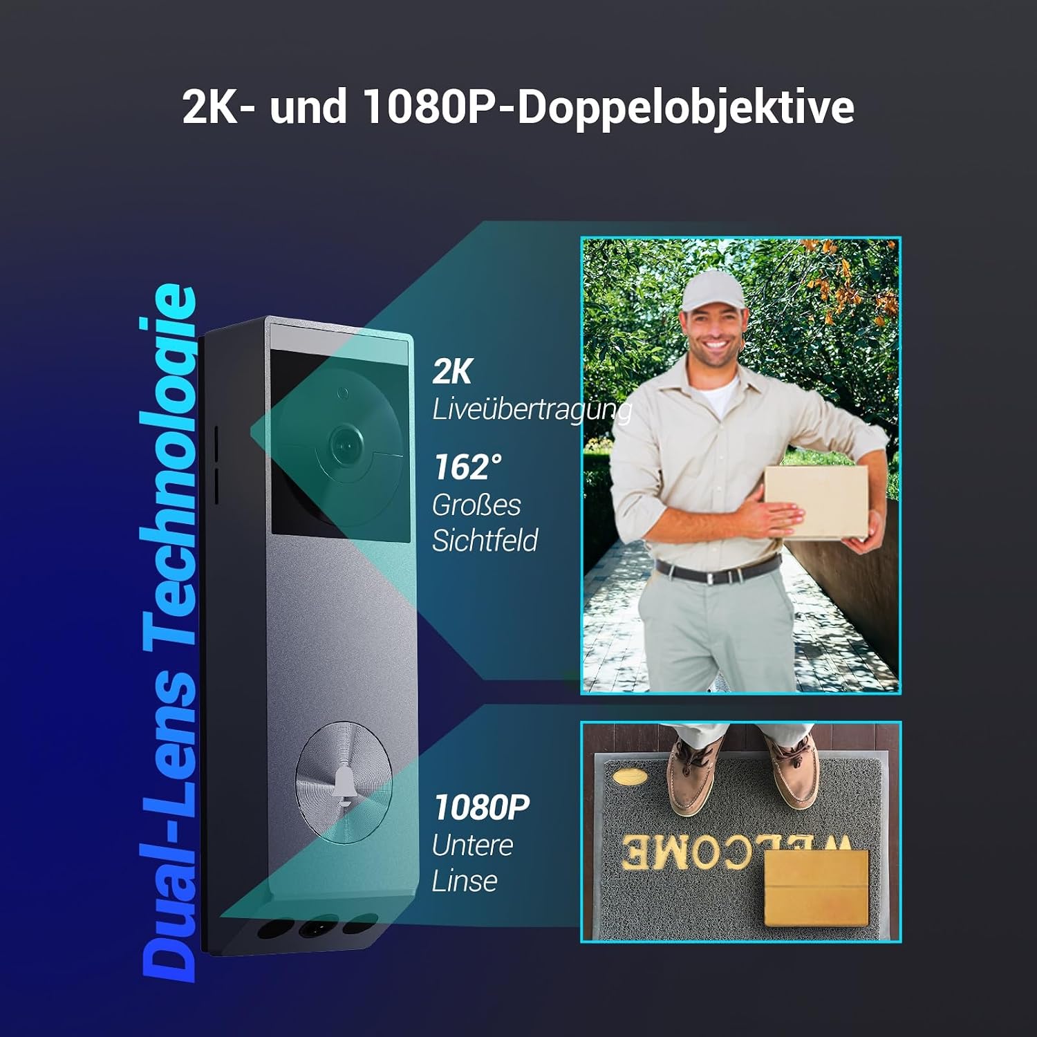 EZVIZ EP3x Kabellose Türklingel mit Smartem Bildschirm SD7, 2K & 2MP – Bild 3