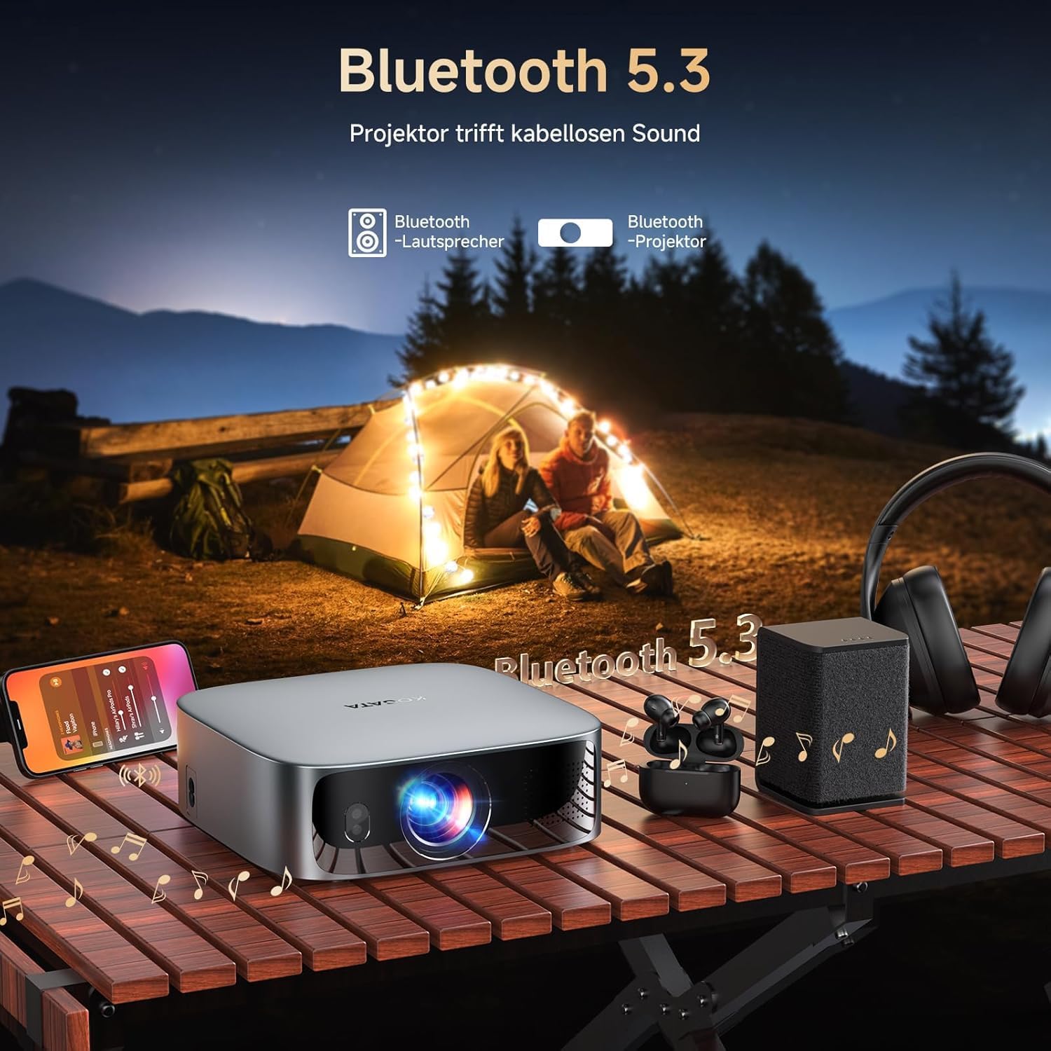 Smart Beamer 4K kompatibel mit Netflix & Dolby Audio, KOGATA Kurzdistanz Projektor mit Autofokus & 6D Trapezkorrektur, WiFi/Bluetooth, Native 1080P Heimkino Beamer für Outdoor & Schlafzimmer – Bild 8