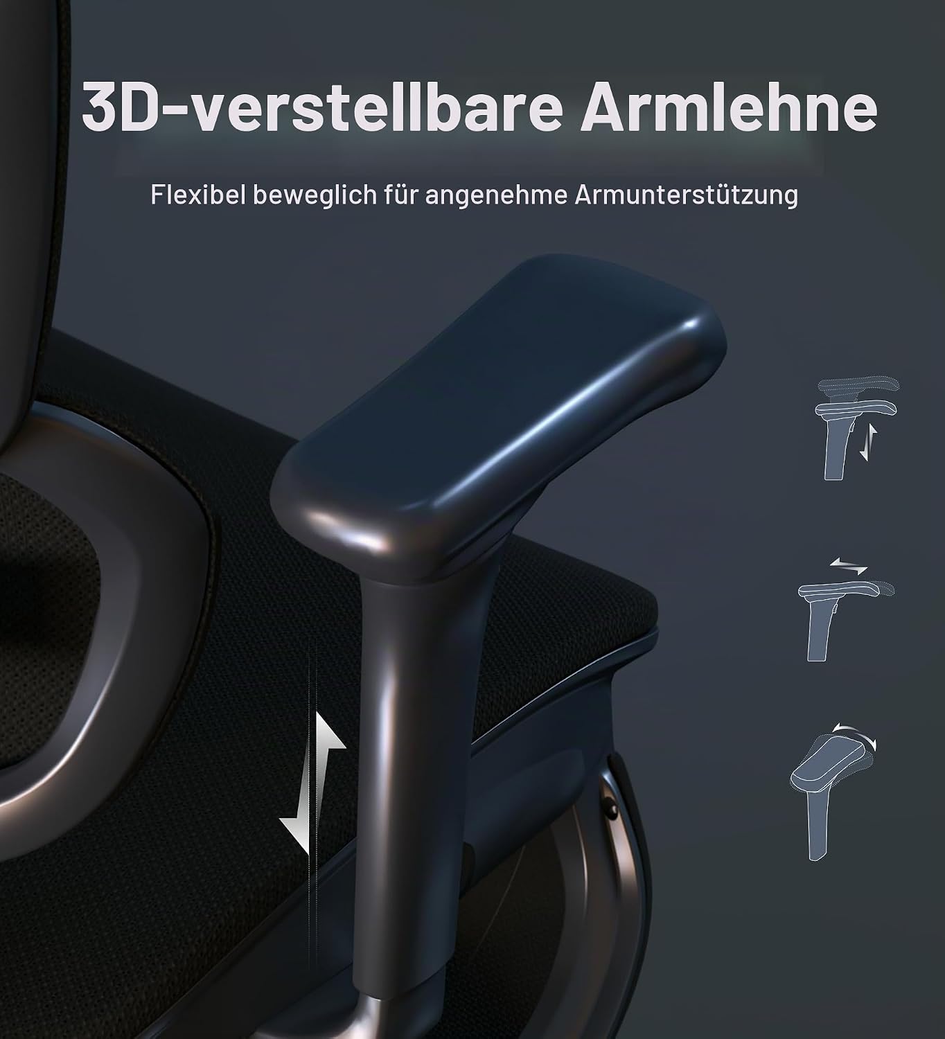 FLEXISPOT Ergonomischer Bürostuhl mit Dual-Wing-Lendenstütze, 3D-Kopfstütze & Armlehnen, Verstellbarer Sitztiefe, Rückenlehne, & ausziehbarer Fußstütze, Arbeitsstuhl für Büro & Home Office (Schwarz) – Bild 4
