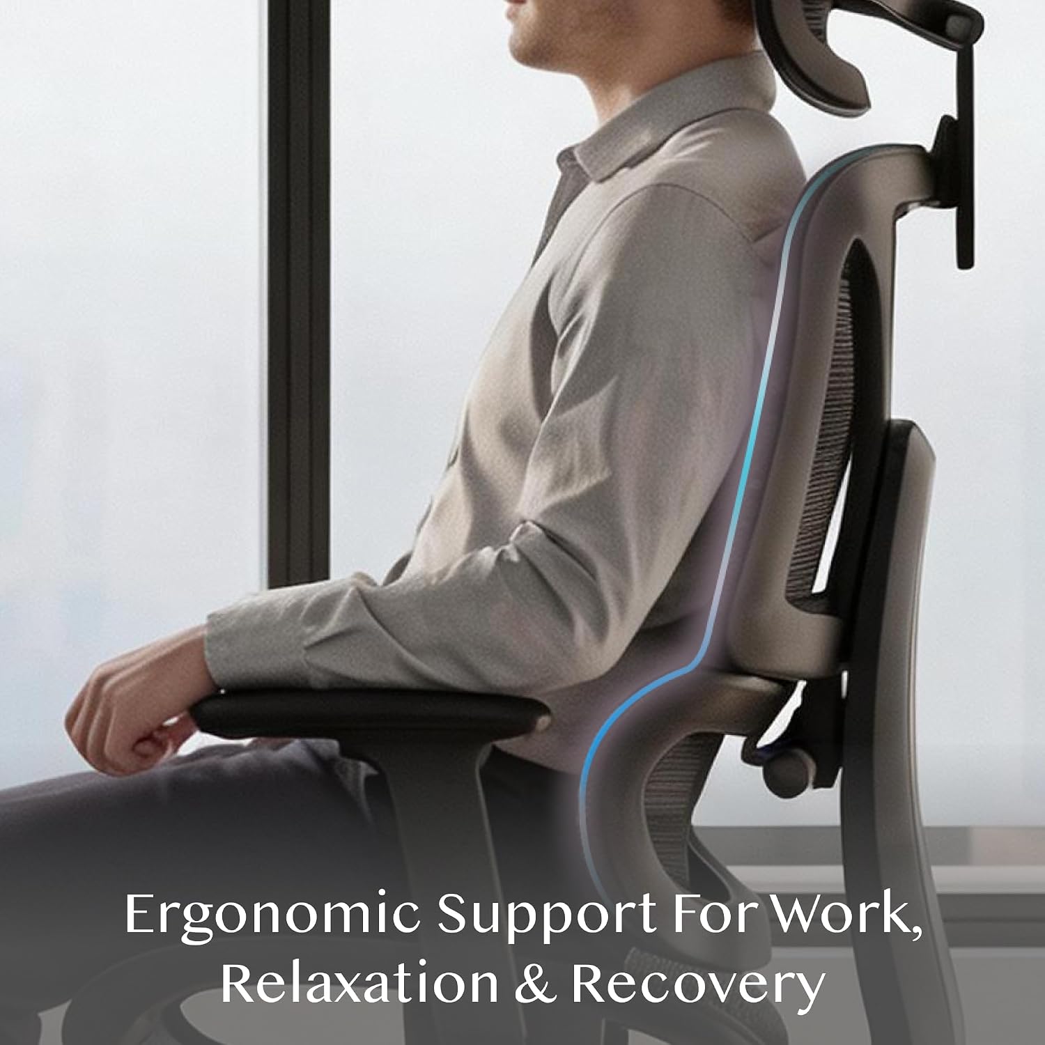FLEXISPOT Ergonomischer Bürostuhl ErgoX Lite Schwarz – Bild 9