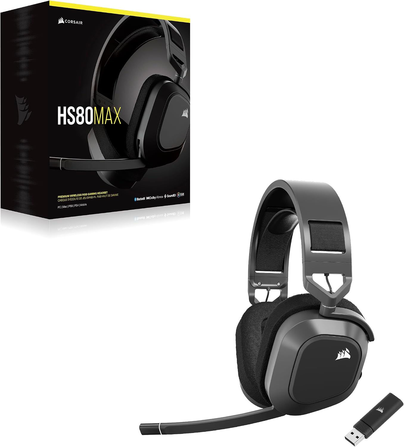 Corsair HS80 MAX Wireless Multiplattform-Gaming-Headset – Stahlgrau – Bild 9