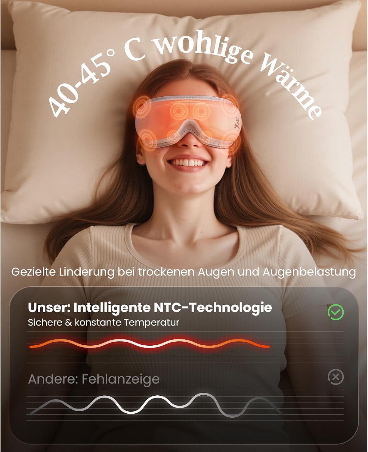Bob and Brad Augenmassagegerät mit 40 & 45 °C Wärme, 3 Intensitätsstufen – Bild 2