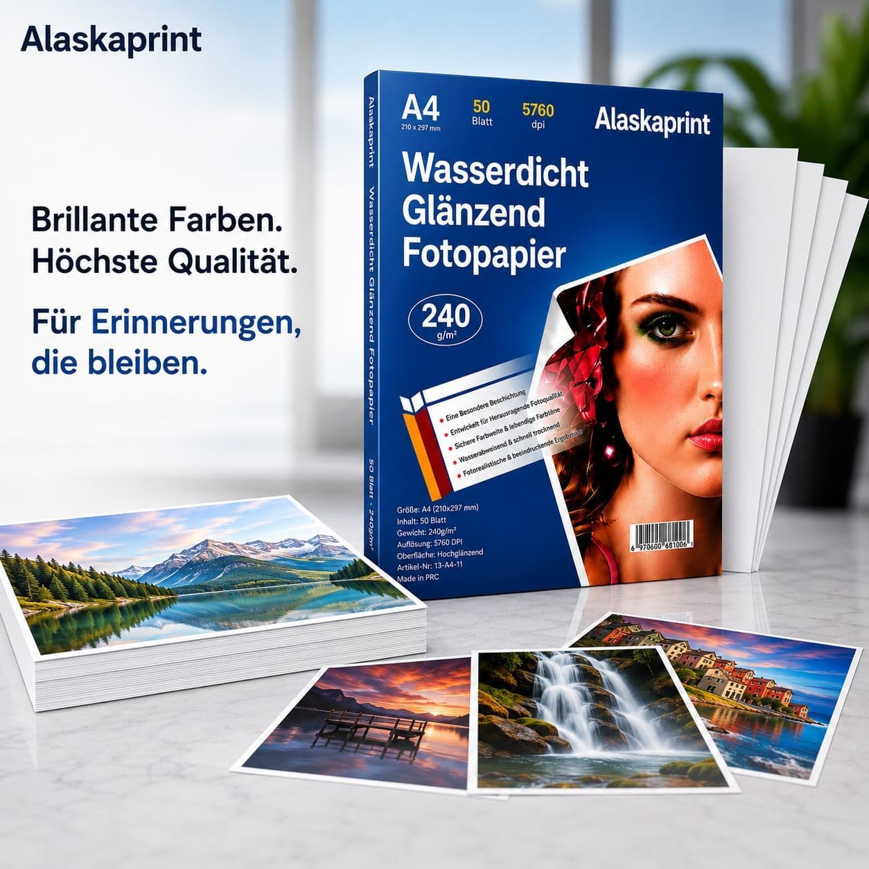 50 Blatt Fotopapier A4 hoch glänzend Tintenstrahldrucker 240g/m² Fotopapier Fotokarten Photokarten Sofort Trocken Wasserfest Hochweiß Fotoblätter – Bild 2