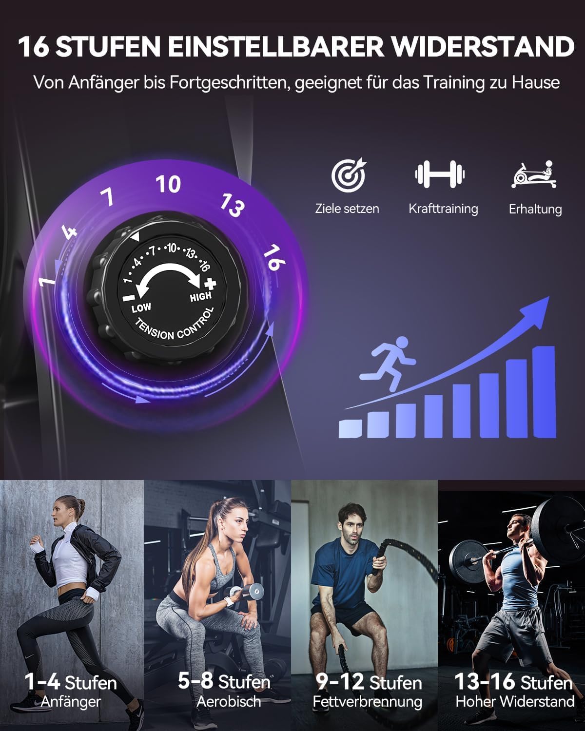 DMASUN Rudergerät für Zuhause, 16/32 Widerstandsstufen, Leise Magnetbremse – Bild 3