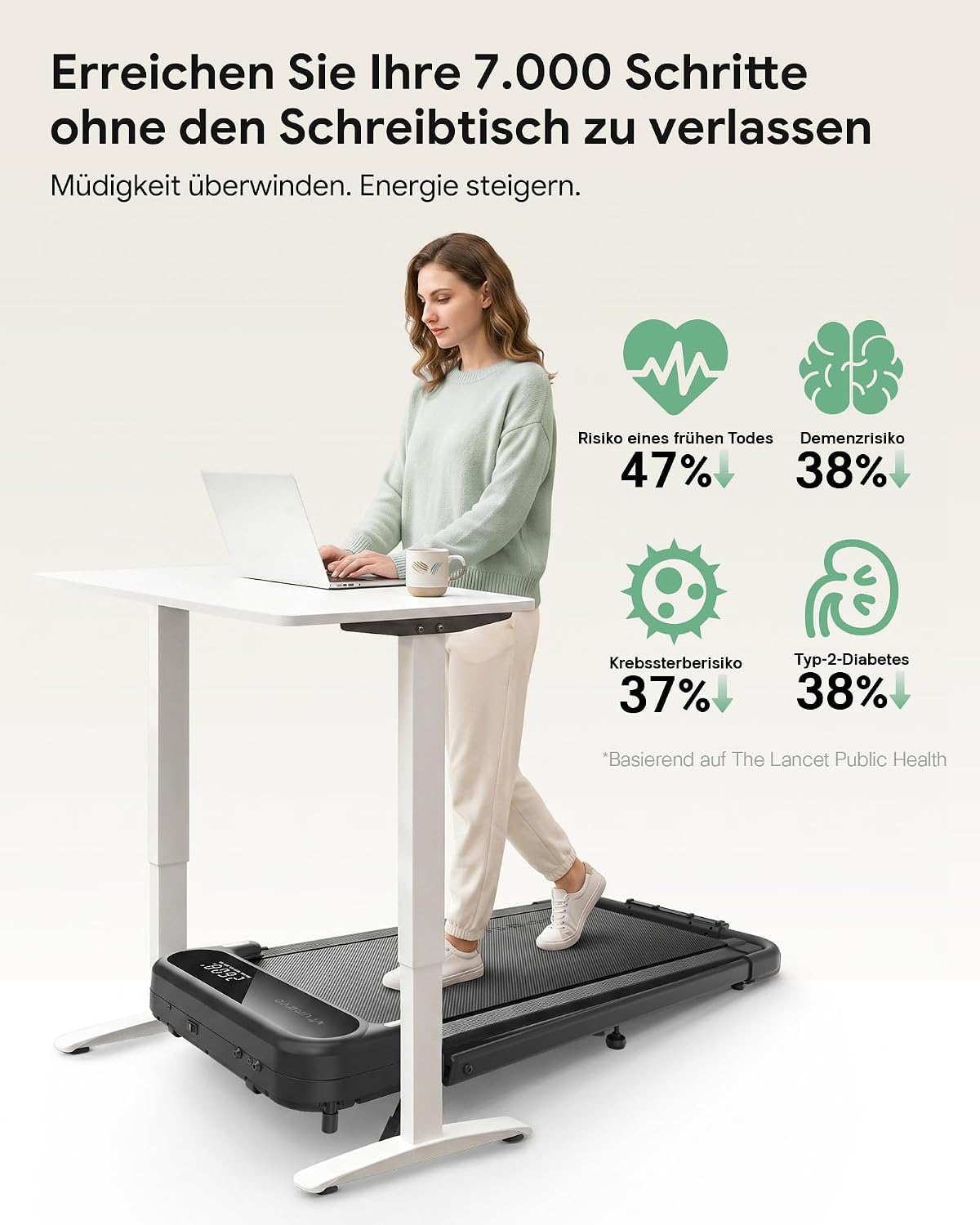 UREVO 2-in-1 Walking Pad, klappbares Laufband mit App für Zuhause – Bild 3