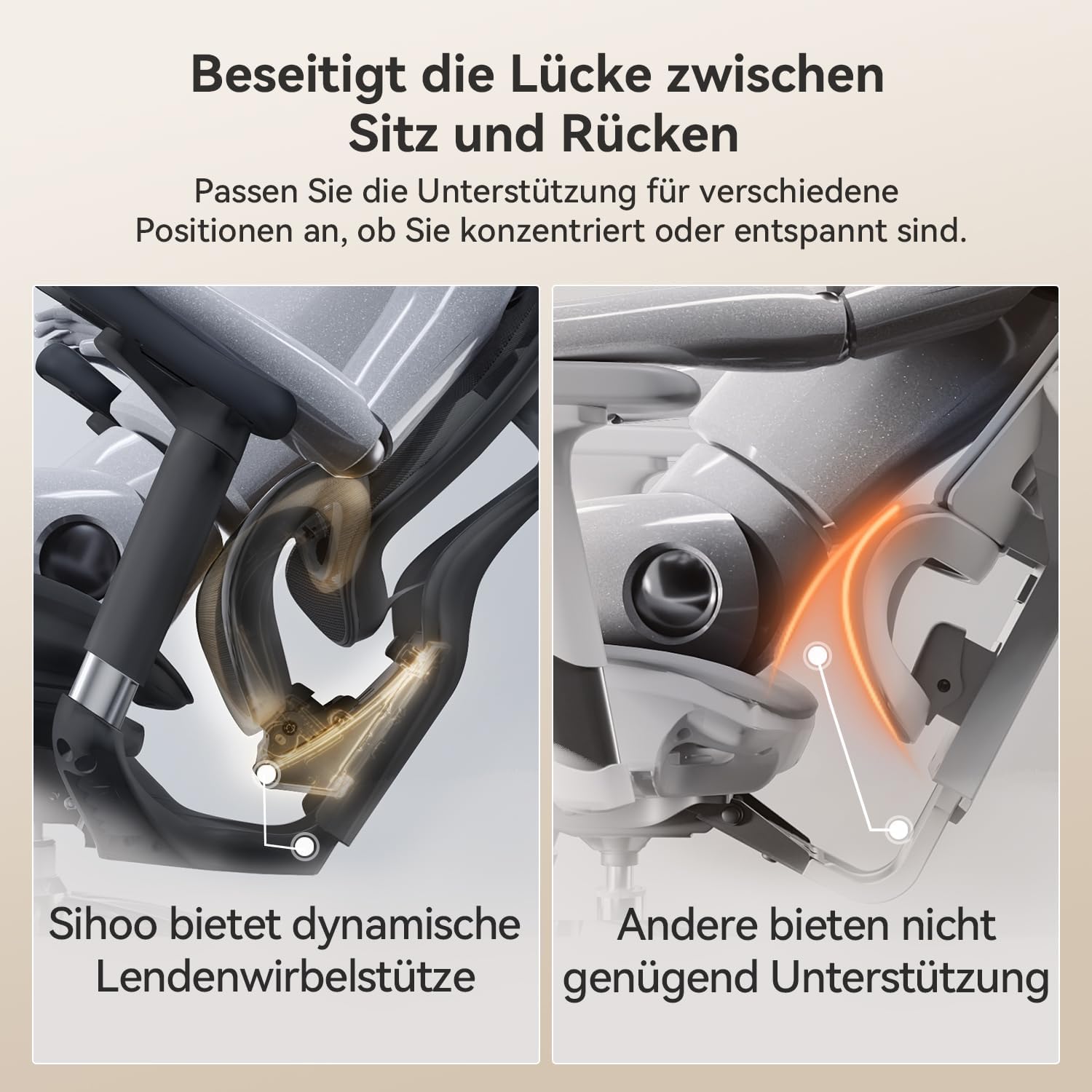 SIHOO Doro C300 Bürostuhl Ergonomisch mit Dynamischer Lendenwirbelstütze – Bild 10
