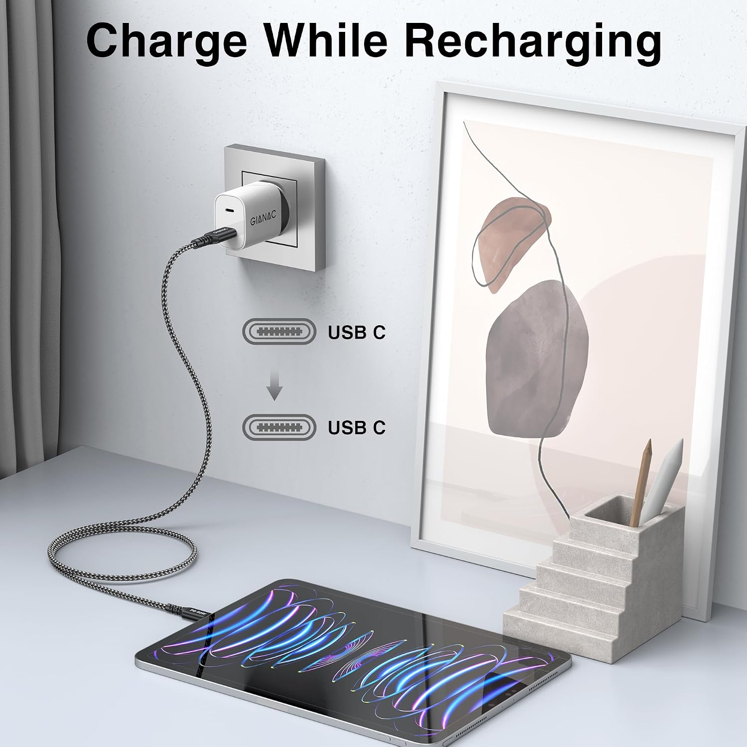 GIANAC USB C Kabel 4 Stück 0.5M+1M+1M+2M USB C auf USB C Kabel 60W – Bild 6