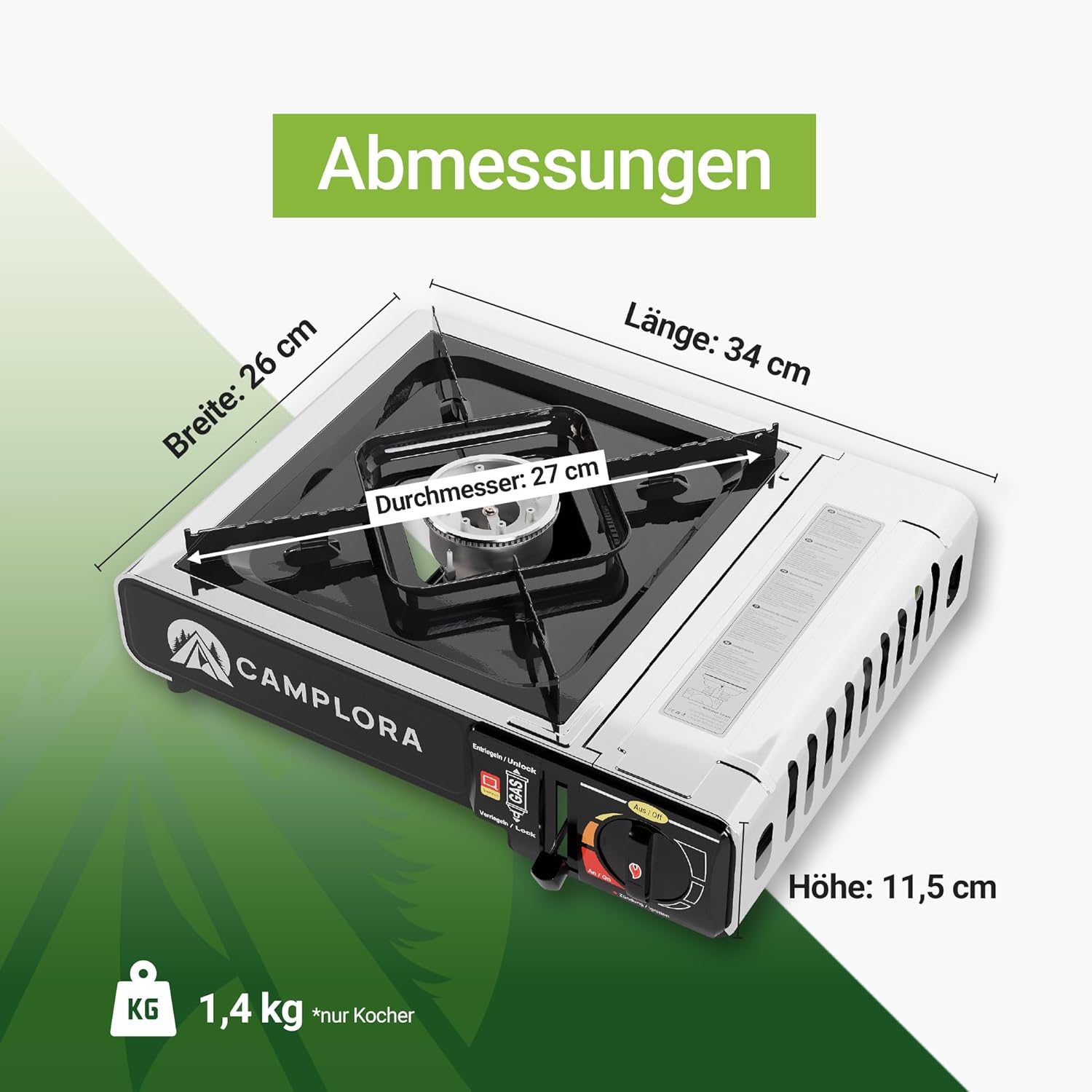 CAMPLORA Gaskocher für Gaskartuschen Campingkocher – Bild 3