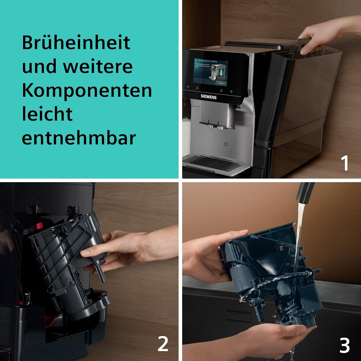 Siemens Kaffeevollautomat EQ700 iAroma, Full-Touch-Display, integrierter Milchbehälter, Tassenwärmer, Cold Brew und Slow Brew, Home Appliances App, Edelstahl schwarz, TQ727D03 – Bild 9