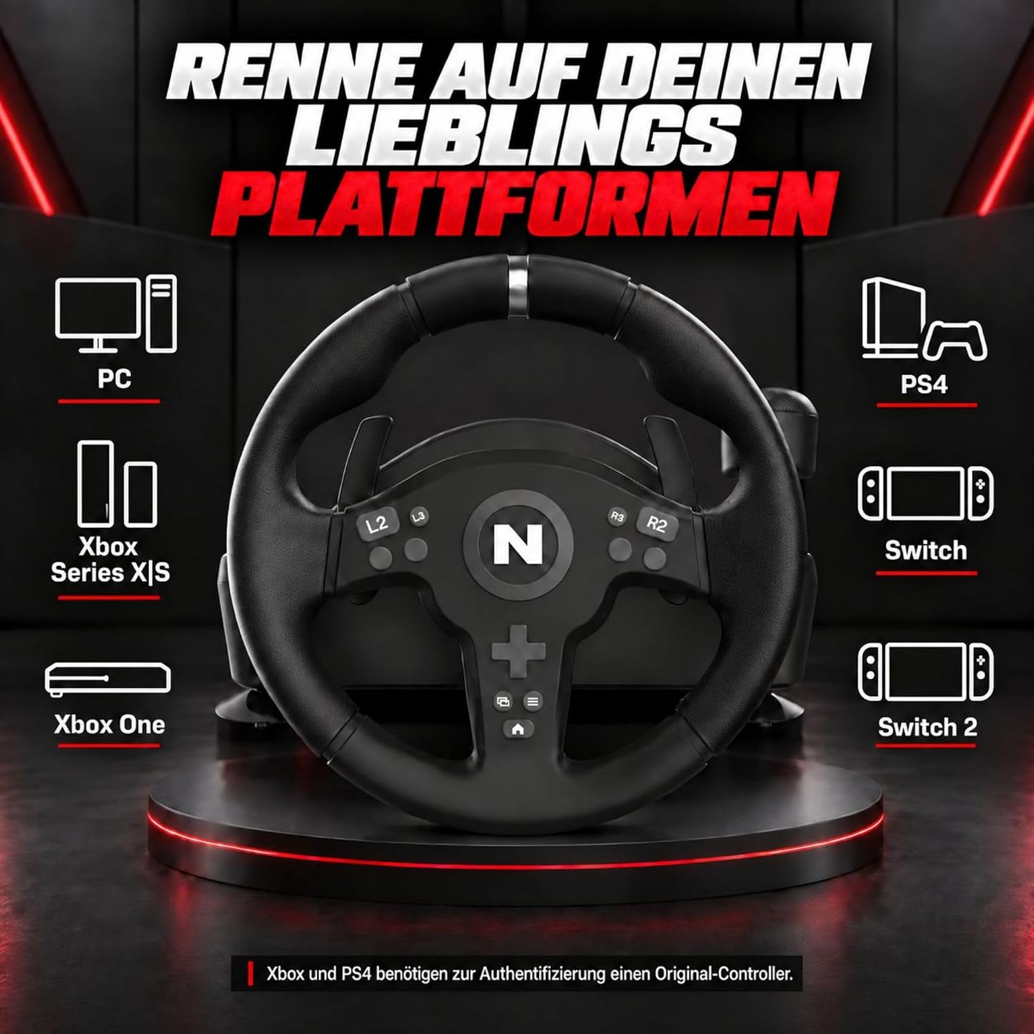 NITHO Drive Pro V200 Rennlenkrad mit Pedalen & Schalthebel für PC/PS4/Xbox – Bild 7