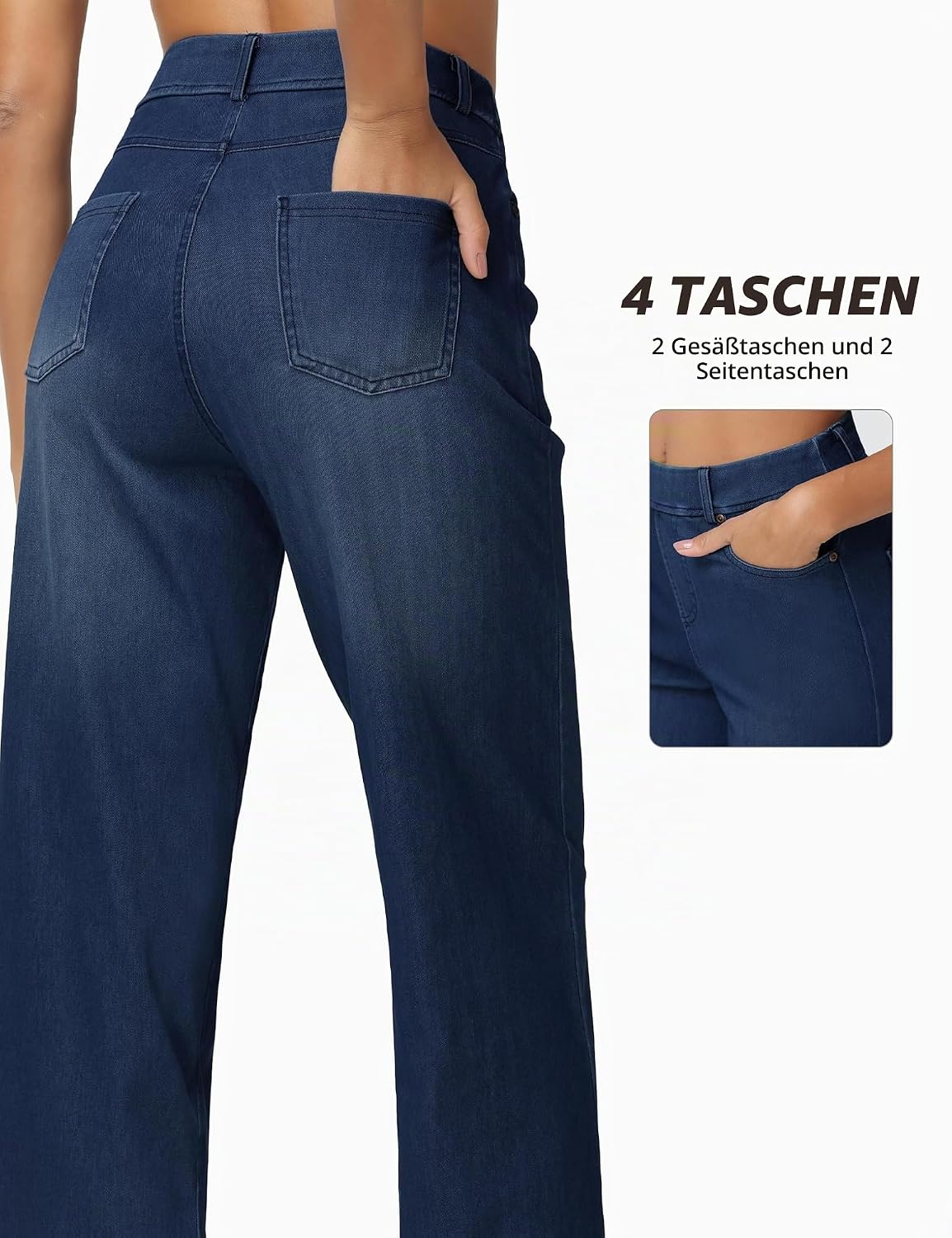 THE GYM PEOPLE Damen Baggy Jeans High Waist Stretch Straight Wide Leg Hose – Bild 3