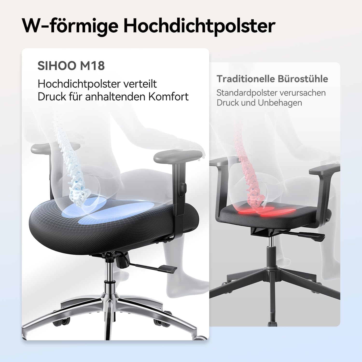 SIHOO Bürostuhl Ergonomisch,Verstellbarer Lordosenstütze Schreibtischstuhl – Bild 8