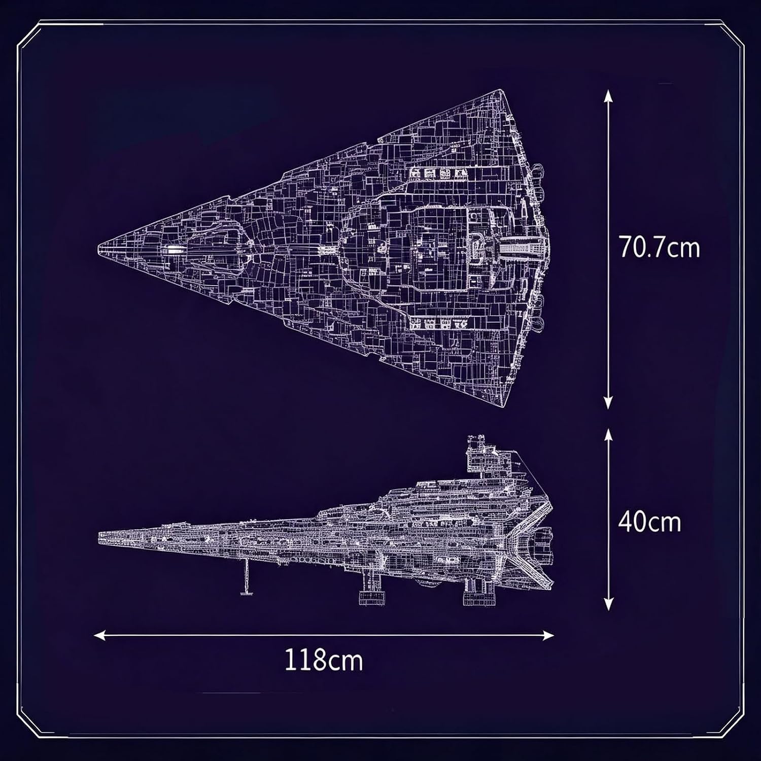JG079 Imperial Sternenzerstörer Bausatz, 1,18 Meter Langer St Star Destroyer Schlachtschiff Modell, Klemmblock Bauvorrichtung, 11796 Klemmbausteine Bauset Kompatibel mit Imperium Star Destroyer – Bild 6
