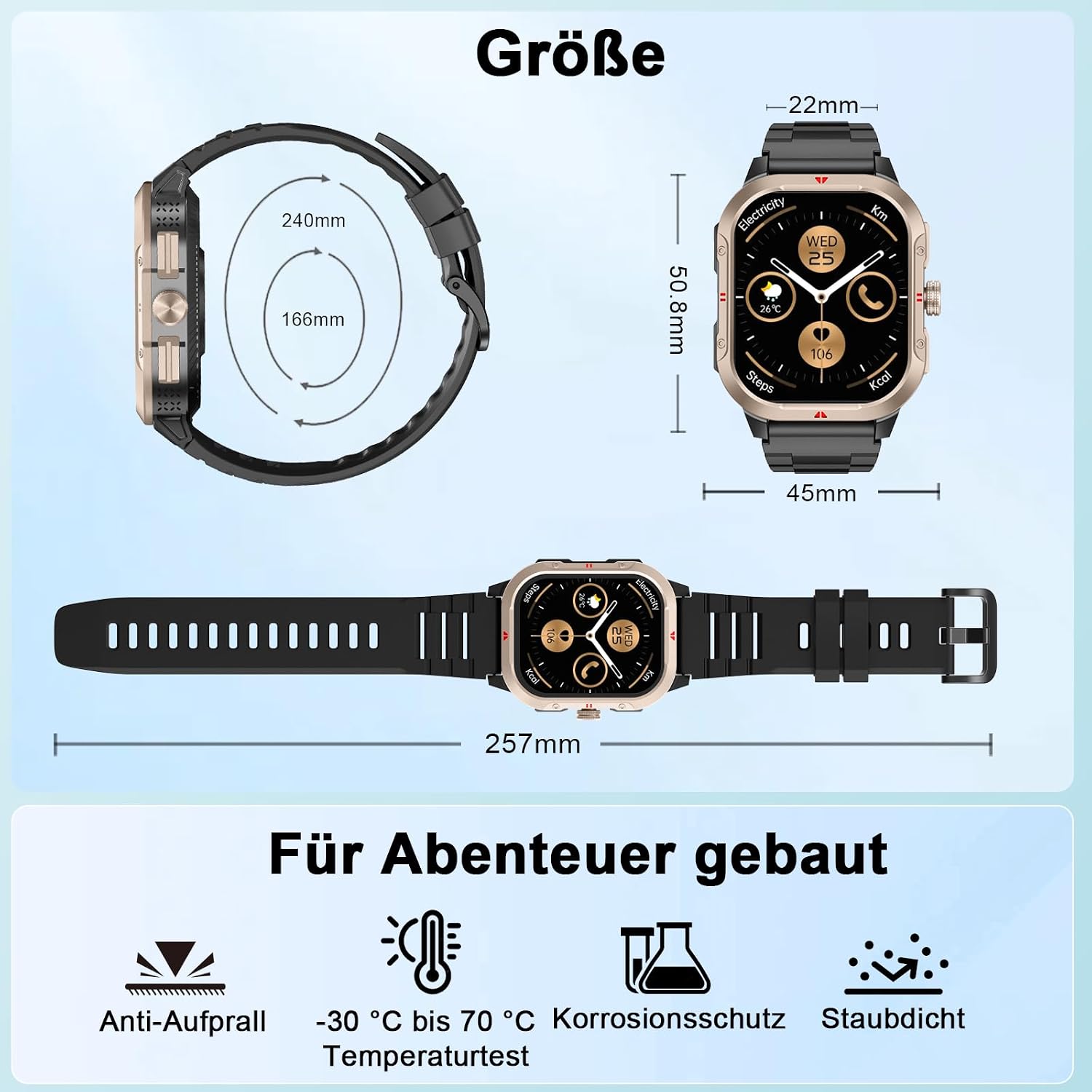 Smartwatch Herren mit GPS,2.06"AMOLED Smart Watch mit Bluetooth-5.4-Anrufe – Bild 8