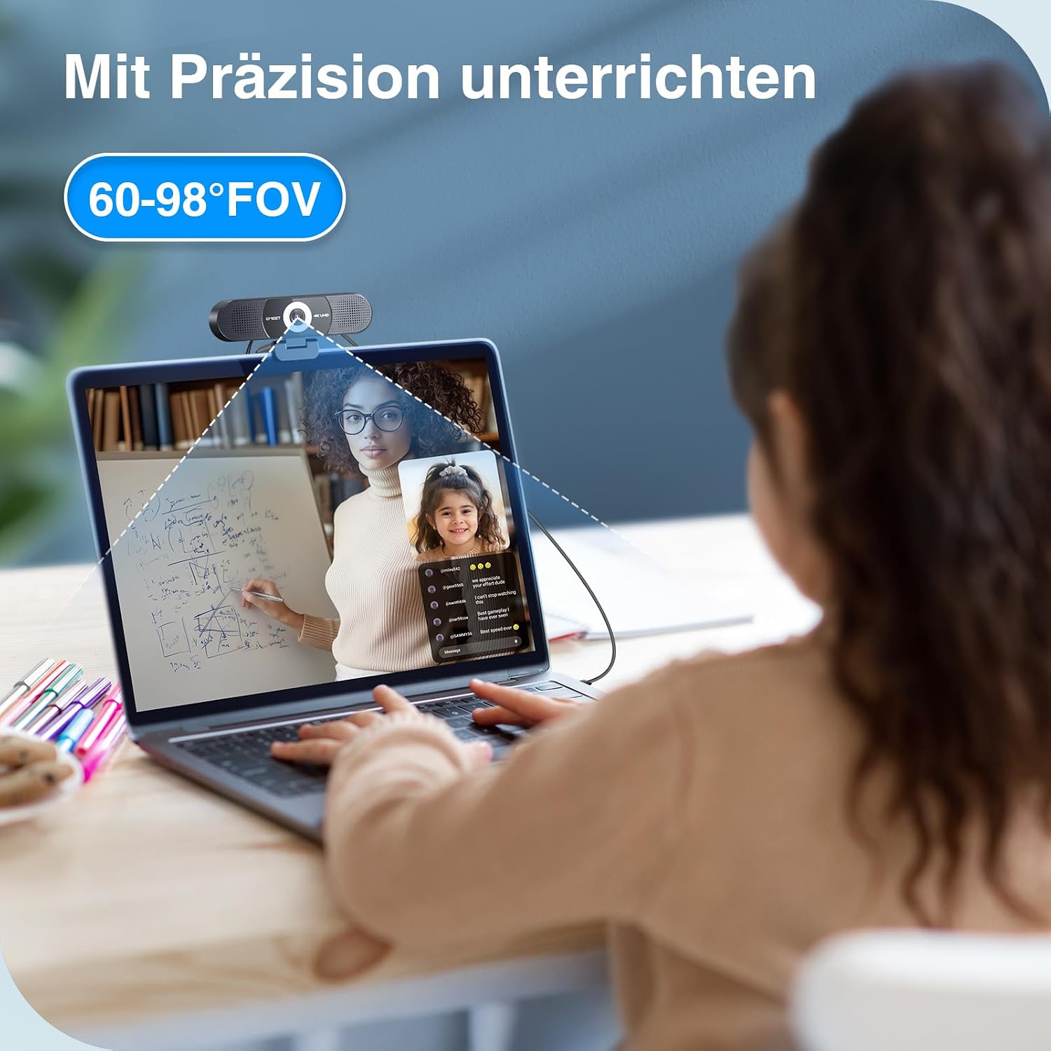 EMEET C980 Pro 4K Webcam mit Lautsprecher & Mikro, 3-in-1 für Meetings 3-in-1 Audio & Video|4 Clear-Mics mit ANC|2 Audio-Lautsprecher|60°-98° Weitwinkel|Plug & Play via USB|Fester Fokus (FF) – Bild 9