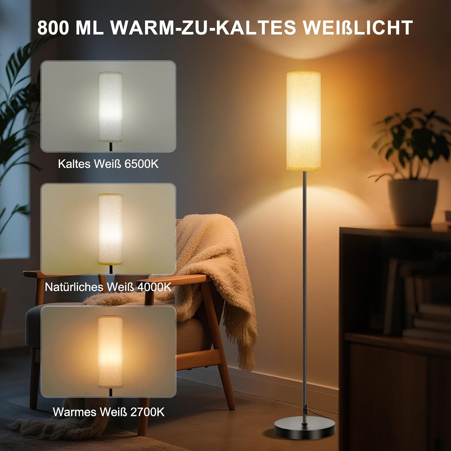 FRIDEKO HOME Stehlampe Wohnzimmer Modern RGB Dimmbar Smart Standleuchte – Bild 3