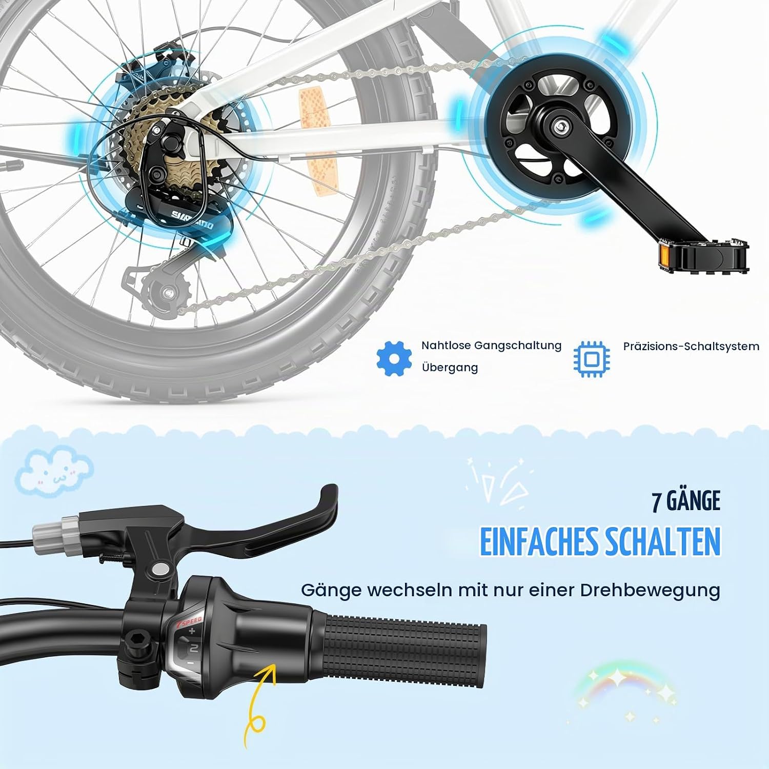 EVERCROSS EM5 Kinder Fahrrad, 20 Zoll Mountainbike mit 7-Gang Schaltung – Bild 2