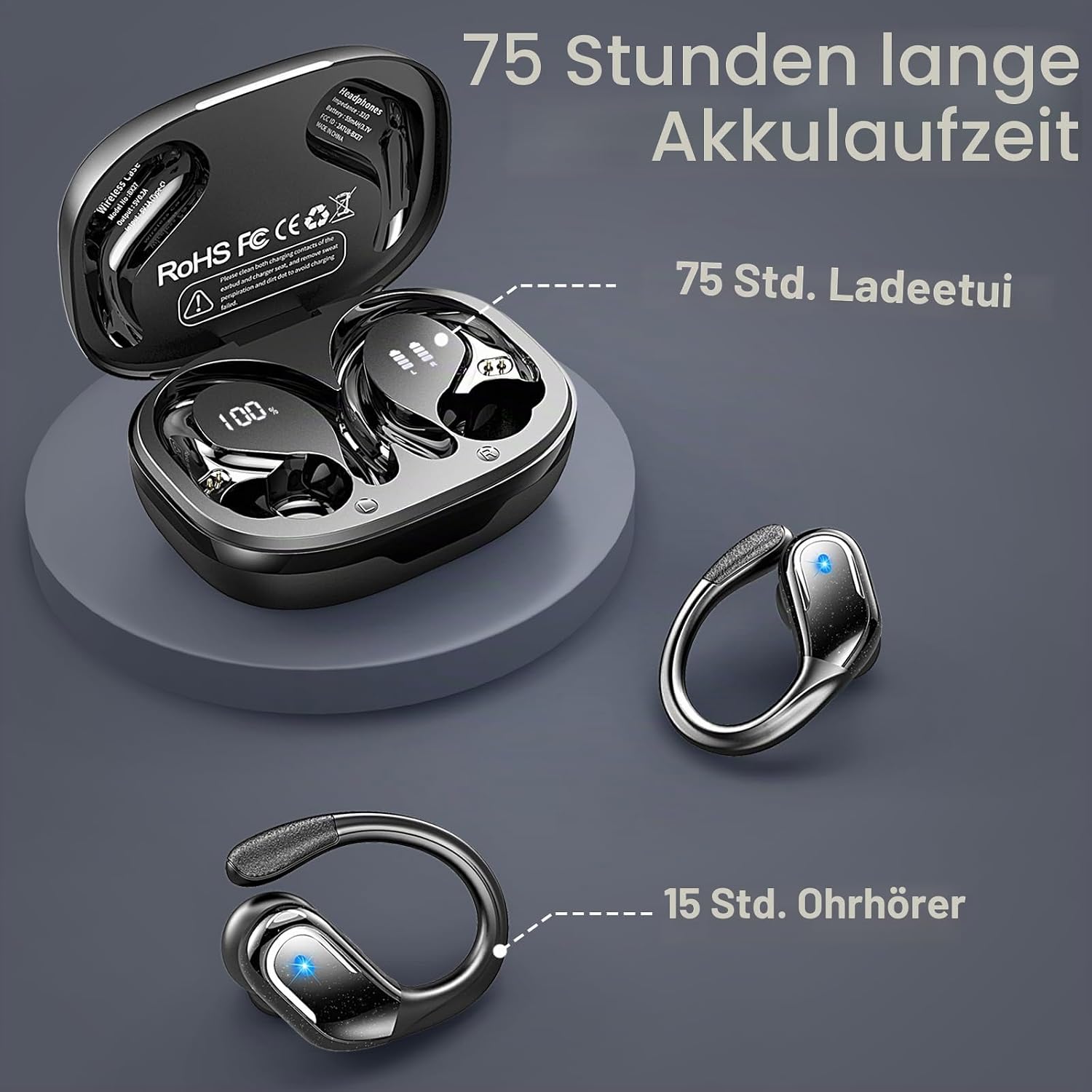 2026 Kopfhörer Kabellos Bluetooth 5.4 Kopfhörer Sport mit 28 EQ APP, 75Std – Bild 4