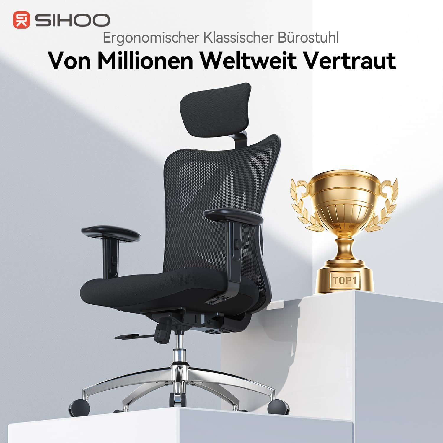 SIHOO Bürostuhl Ergonomisch,Verstellbarer Lordosenstütze Schreibtischstuhl – Bild 4