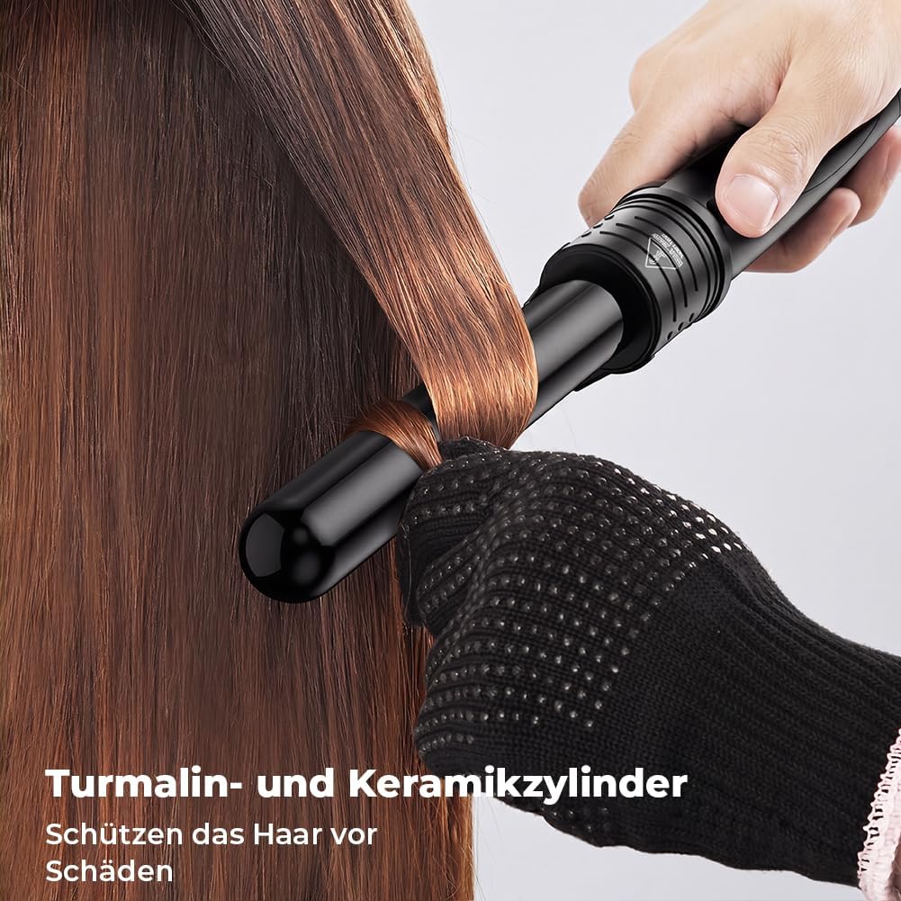 ELEHOT-Store Lockenstab 5 in 1 LCD Keramikbeschichtung Austauschbare Aufsätzen Curling iron mit Handschuhe Einstellbare Temperatur Schnellaufheizung Lockenstäbe ET-W301 – Bild 7