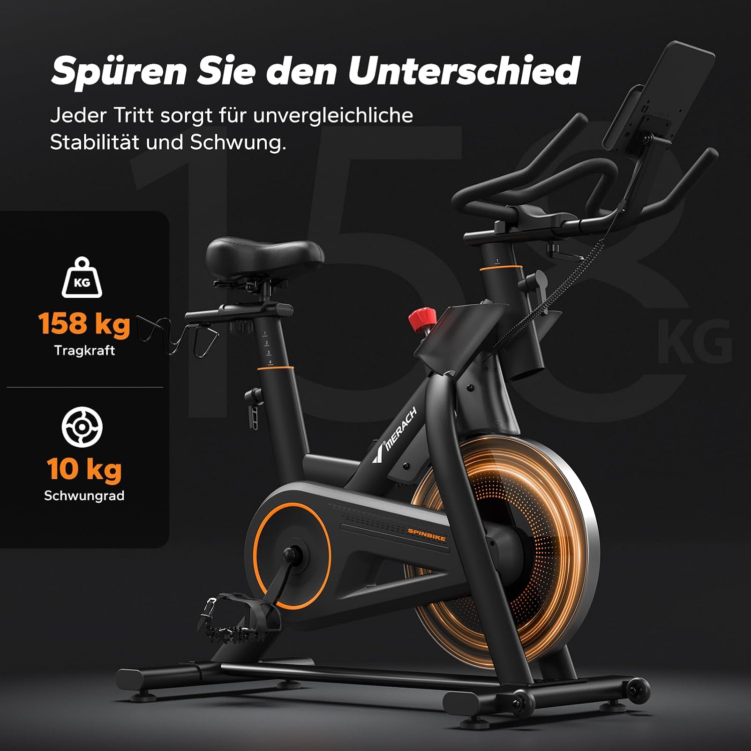 MERACH S29 Heimtrainer Fahrrad - 10kg Schwungrad, extra leise, sanfter Lauf – Bild 2