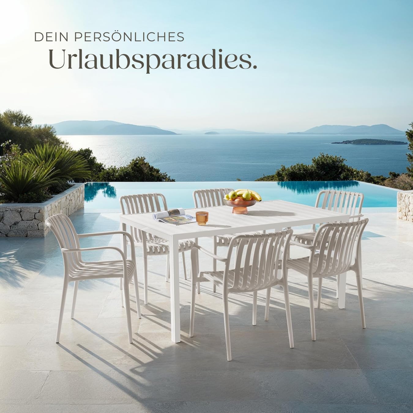 tectake® Gartenstühle stapelbar, Gartenmöbel Set, Balkon Möbel, Bistro Set, Sessel, Outdoor Möbel, Balkonmöbel, Terrassenmöbel - Taupe, 4er Set – Bild 2