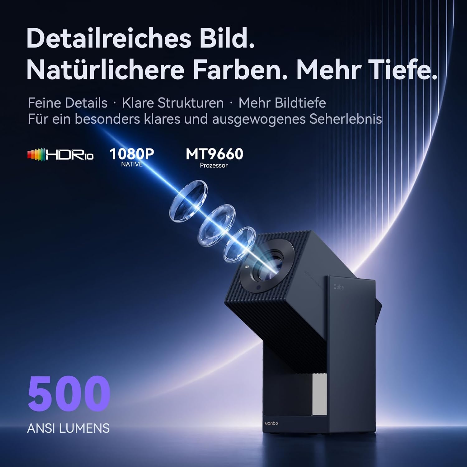 WANBO Cube 2S Smart Beamer mit Netflix & Dolby eARC, Tragbar für WG/Outdoor – Bild 4