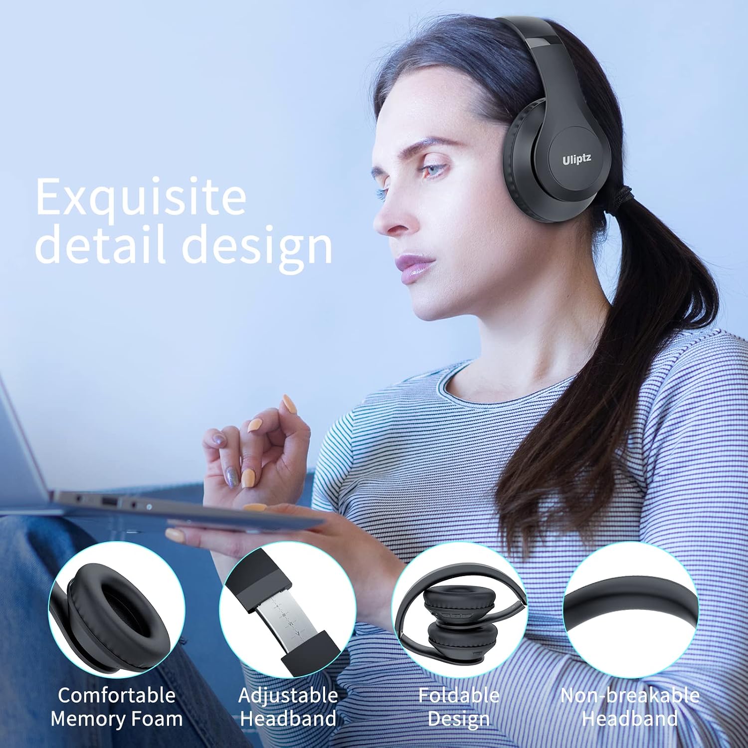 Uliptz Bluetooth Kopfhörer Over Ear, Bluetooth 6.0, 65 Stunden Spielzeit – Bild 4