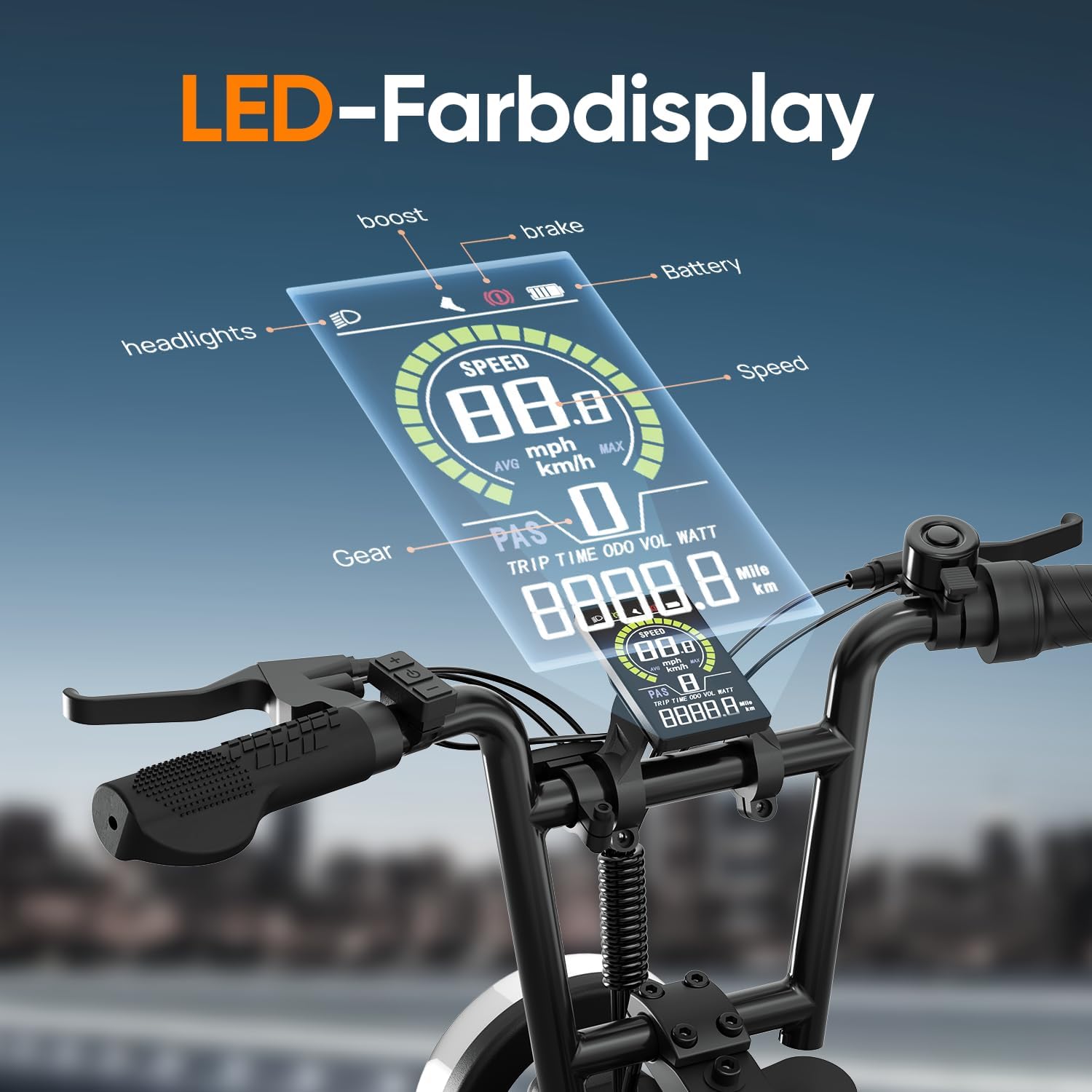 URLIFE E Bike 16" x 3.0, 48V 13Ah Herausnehmbarer Akku Elektrofahrrad, 250W Bürstenloser Motor, 100km Reichweite, E-Bike mit Doppelfederung, Elektrofahrräder für Jugendliche und Erwachsene – Bild 6