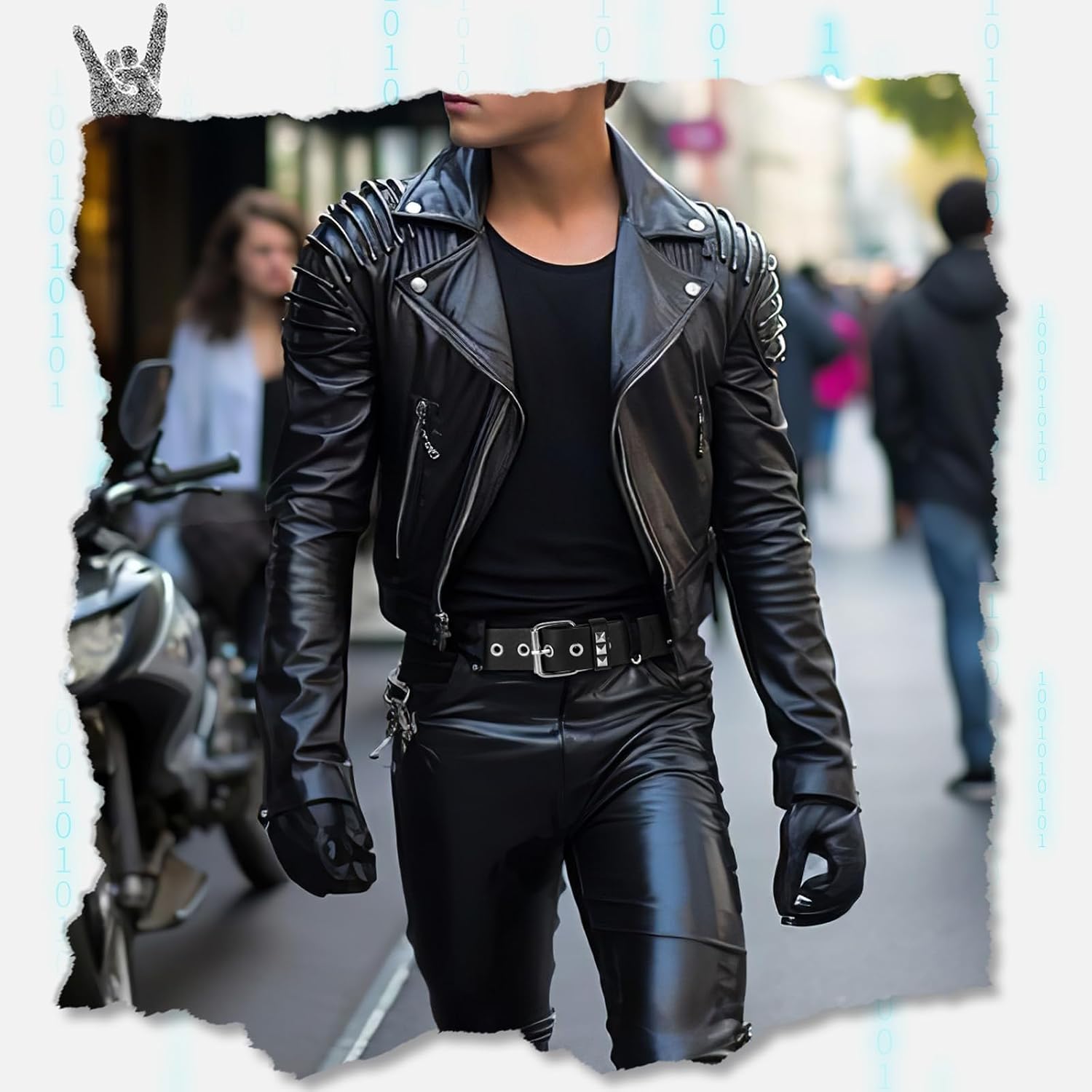 VONMELLI Nietengürtel Y2K Gürtel Goth Ledergürtel für Damen und Herren Metall Punk Taillengürtel Scene Style für Jeans – Bild 5