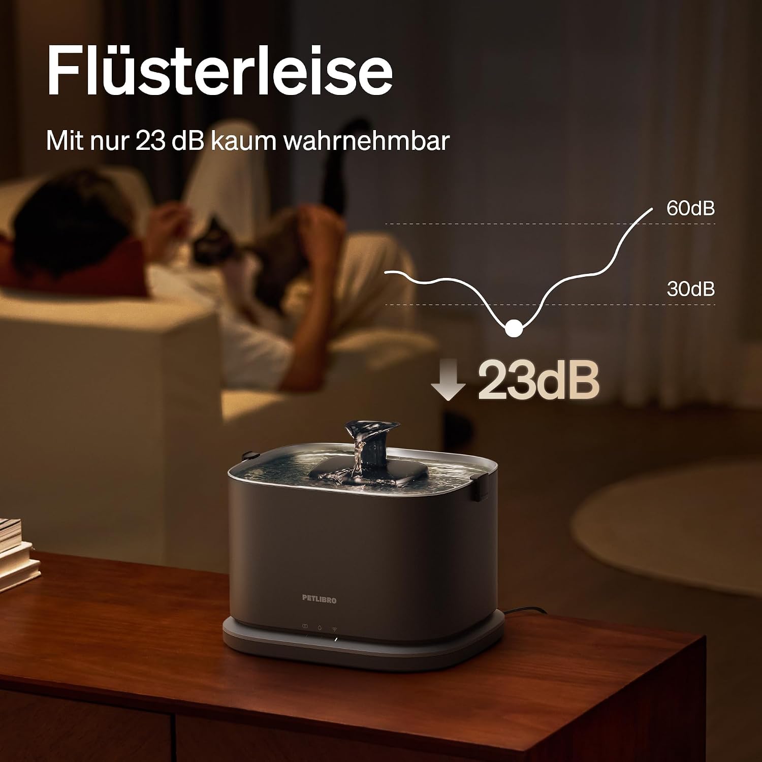 PETLIBRO Verbesserter Katzenbrunnen, Dockstream 2 Smart App-Überwachungs Trinkbrunnen für Katze, 3L Katzentrinkbrunnen Edelstahlschale zum Trinken im Innenbereich, 5G WiFi Wasserbrunnen Hund, Schwarz – Bild 8