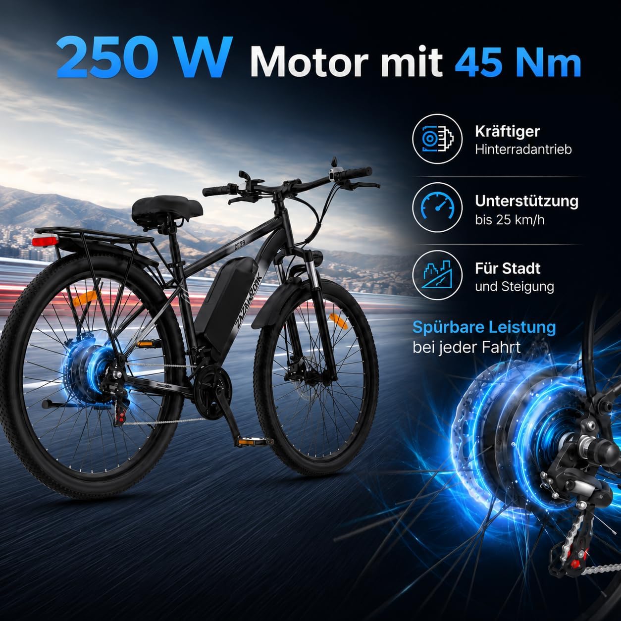 E-Bike Mountainbike CF29, Weißgrün 48V15AH Akku – Bild 4