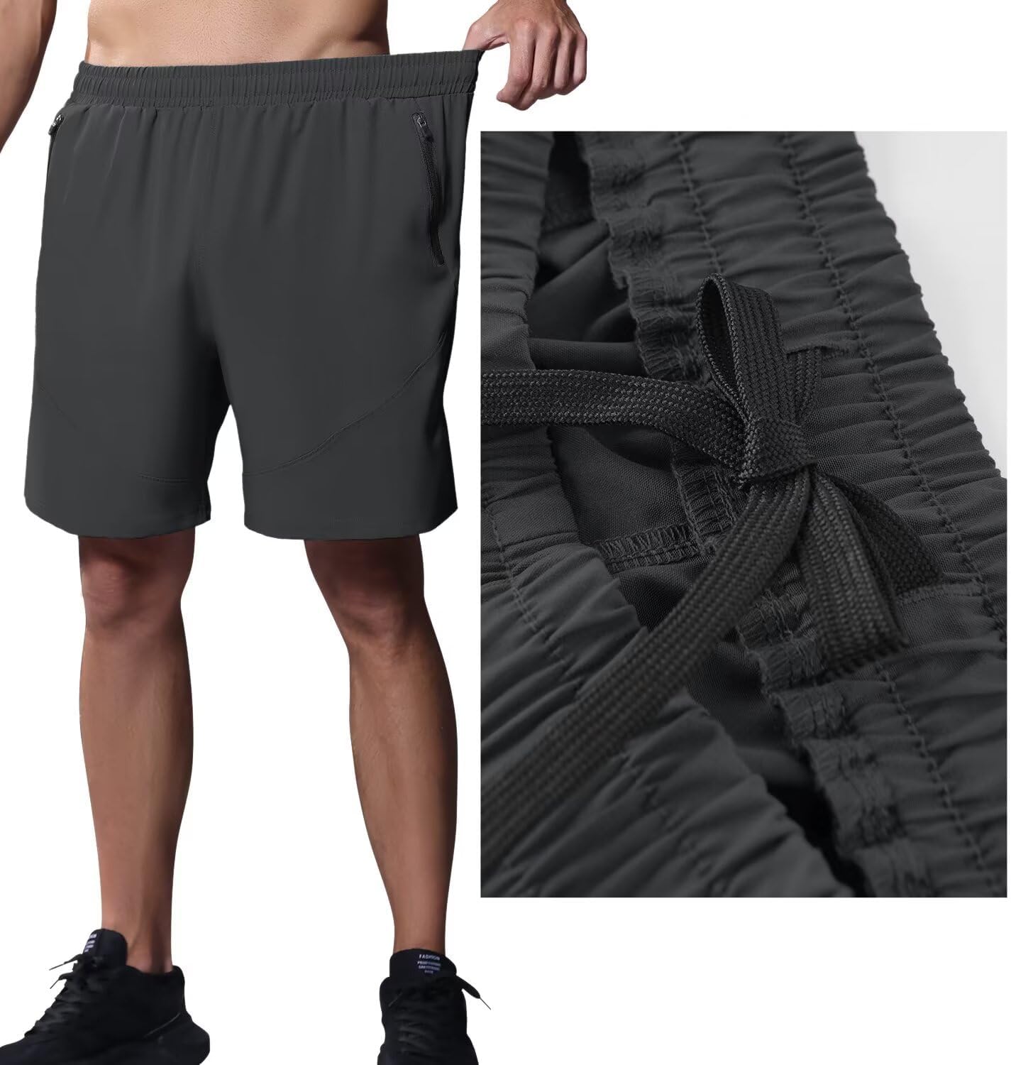 HMIYA Sporthose Herren Kurz mit Reißverschlusstasche – Bild 5