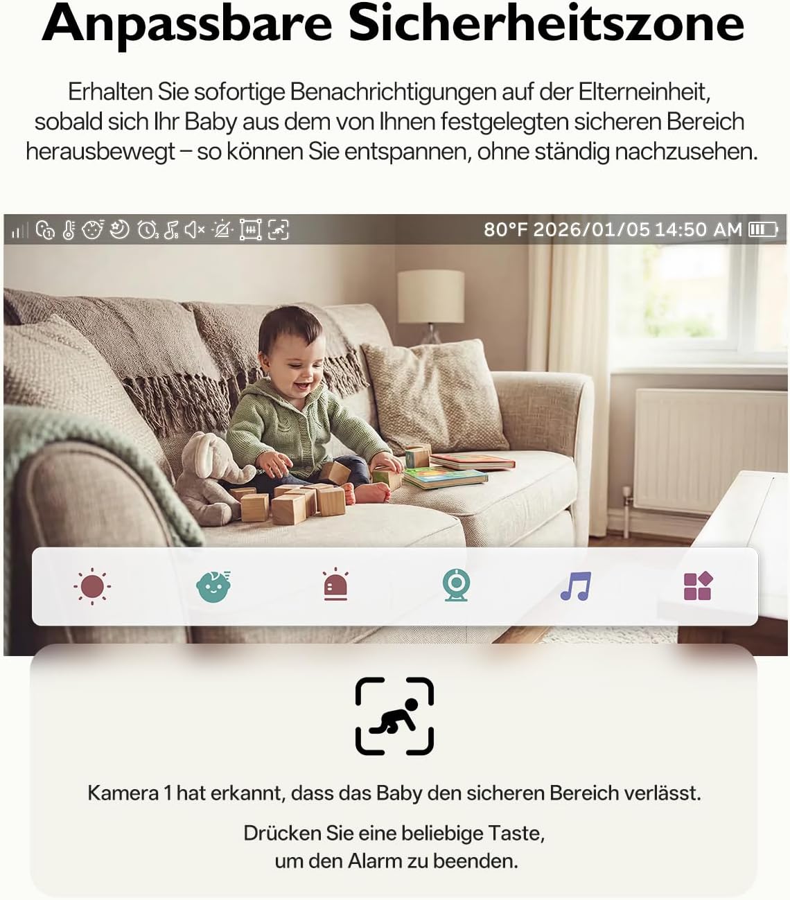 Momcozy BM03 Babyphone mit Kamera ohne WLAN, 5.5 Zoll Baby Monitor – Bild 9
