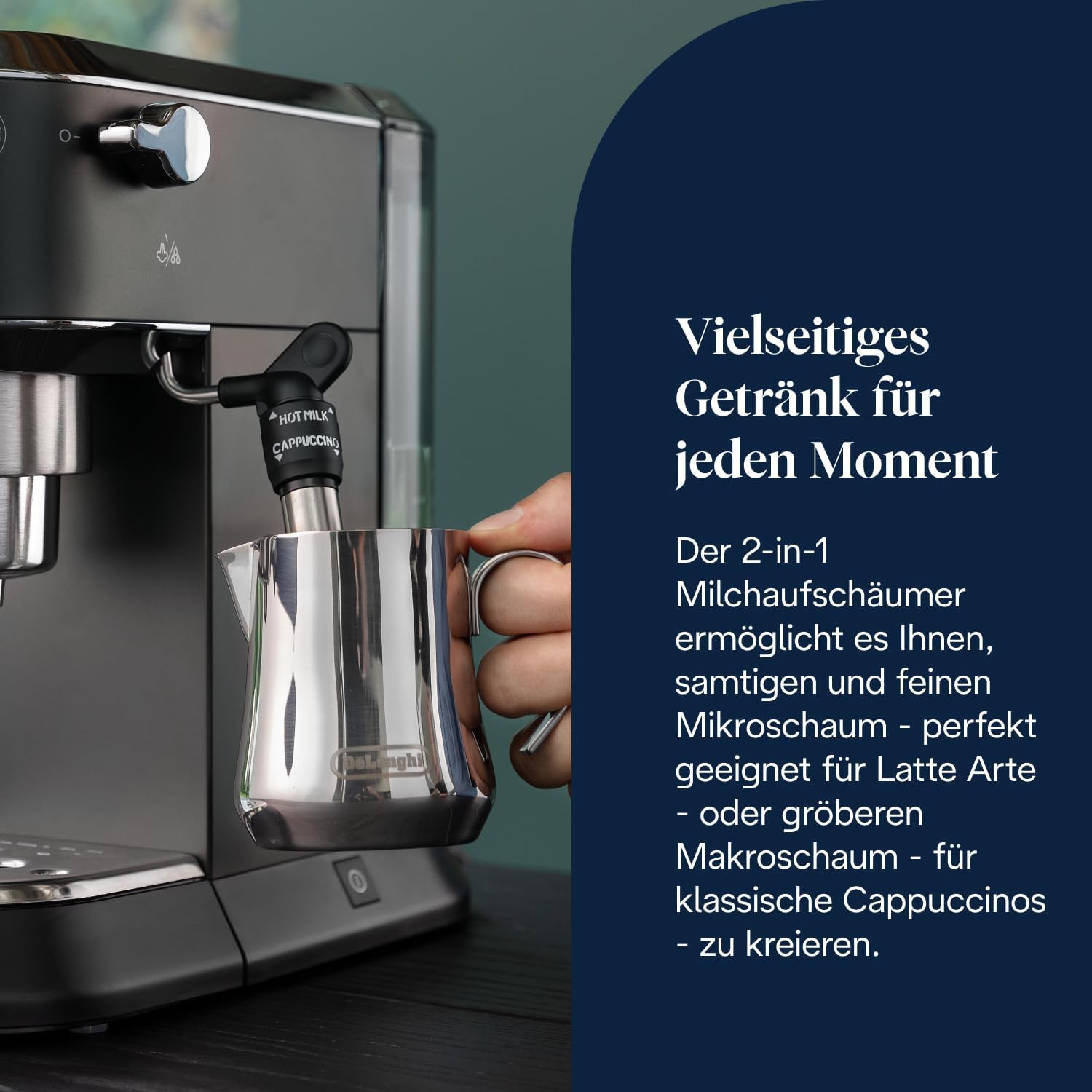 De'Longhi Dedica Style - Perfetto Kompakte Siebträgermaschine Espressomaschine mit Tasten, manuellem Milchaufschäumer für Espresso und Cappuccino, ESE Pad geeignet, 15cm breit, Schwarz (EC685.BK) – Bild 6