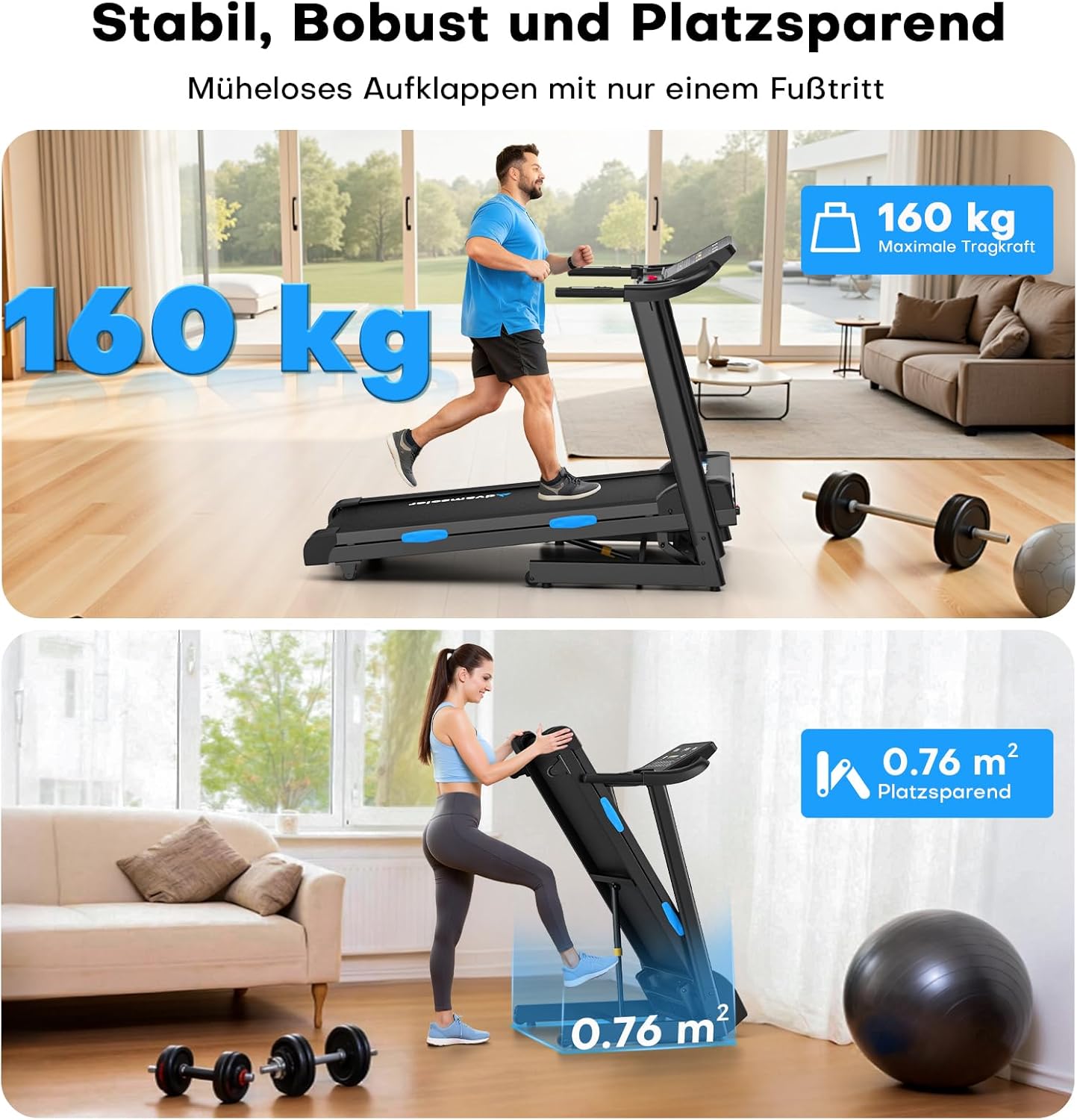 Laufband für Zuhause mit Automatischer Steigung 15% – Bild 5