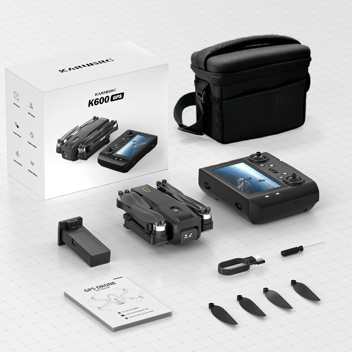 GPS Drohne mit 4.5" HD Bildschirm EIS Kamera, Follow Me Modulare Batterie – Bild 9