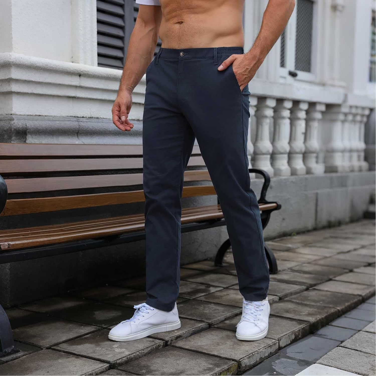 FizzPop Chino Hose Herren Freizeithose Regular Fit Stoffhose Golf Business – Bild 5