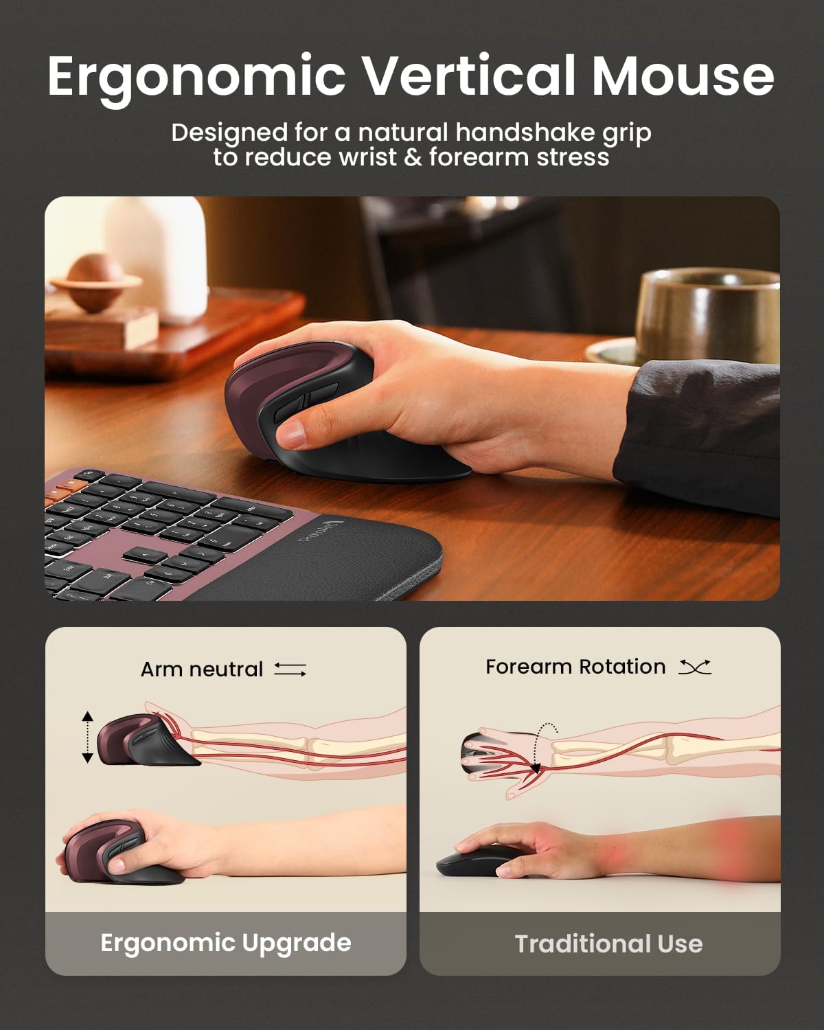 ProtoArc EM11 NL Kabellos Bluetooth5.0 Ergonomische Vertikale Maus – Bild 6